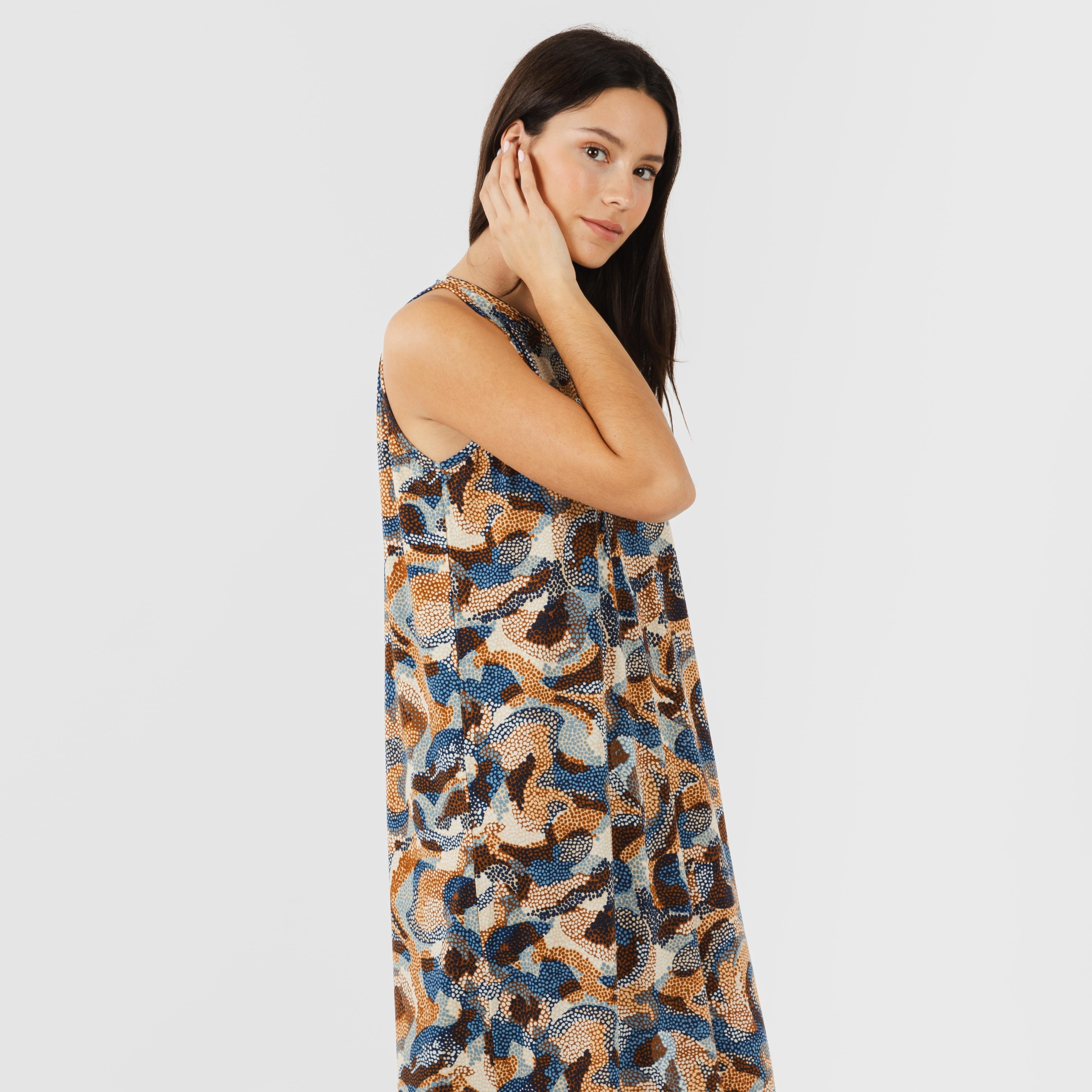 Vestido largo tirantes crepe Venus