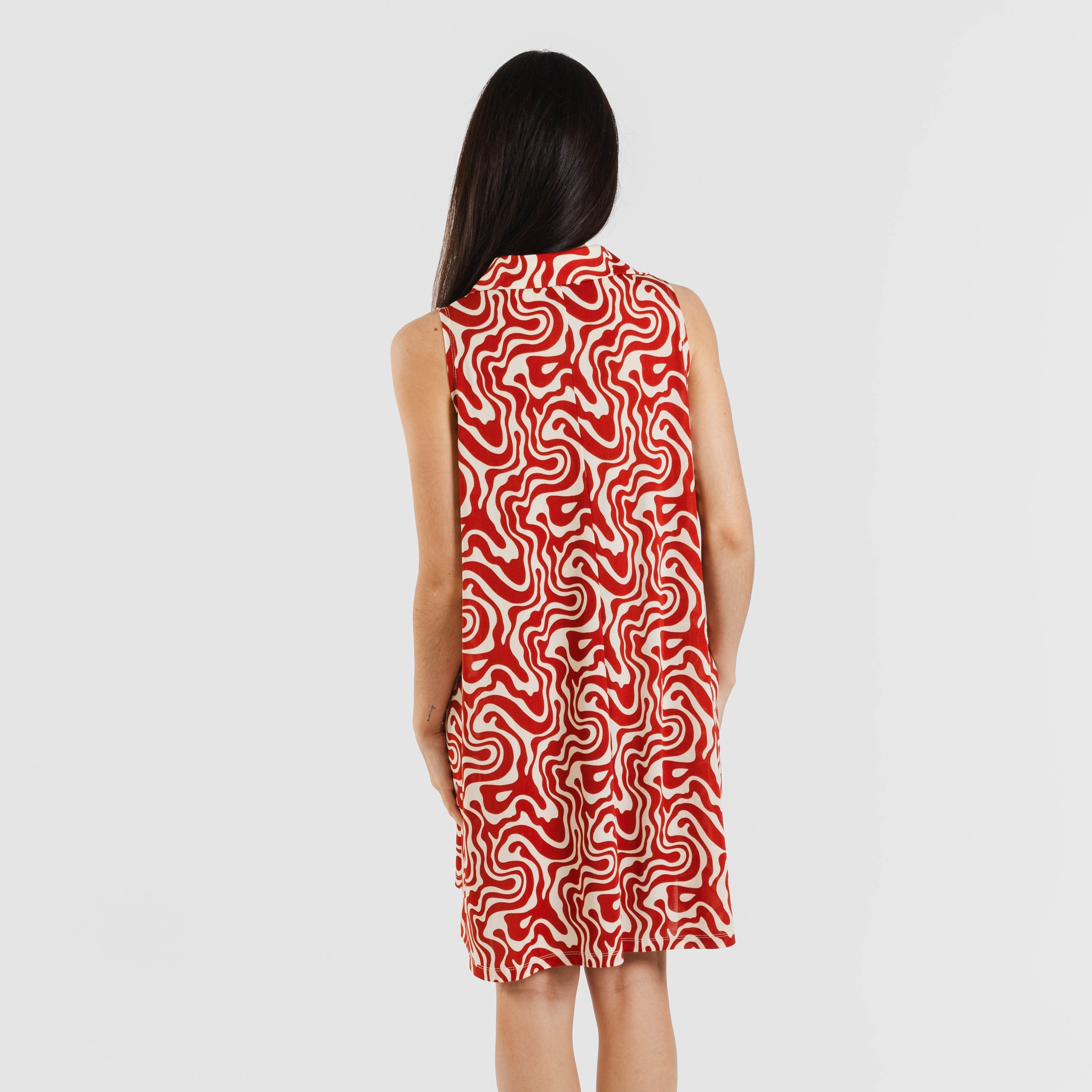 Vestido corto cuello y solapa soft Iratia teja