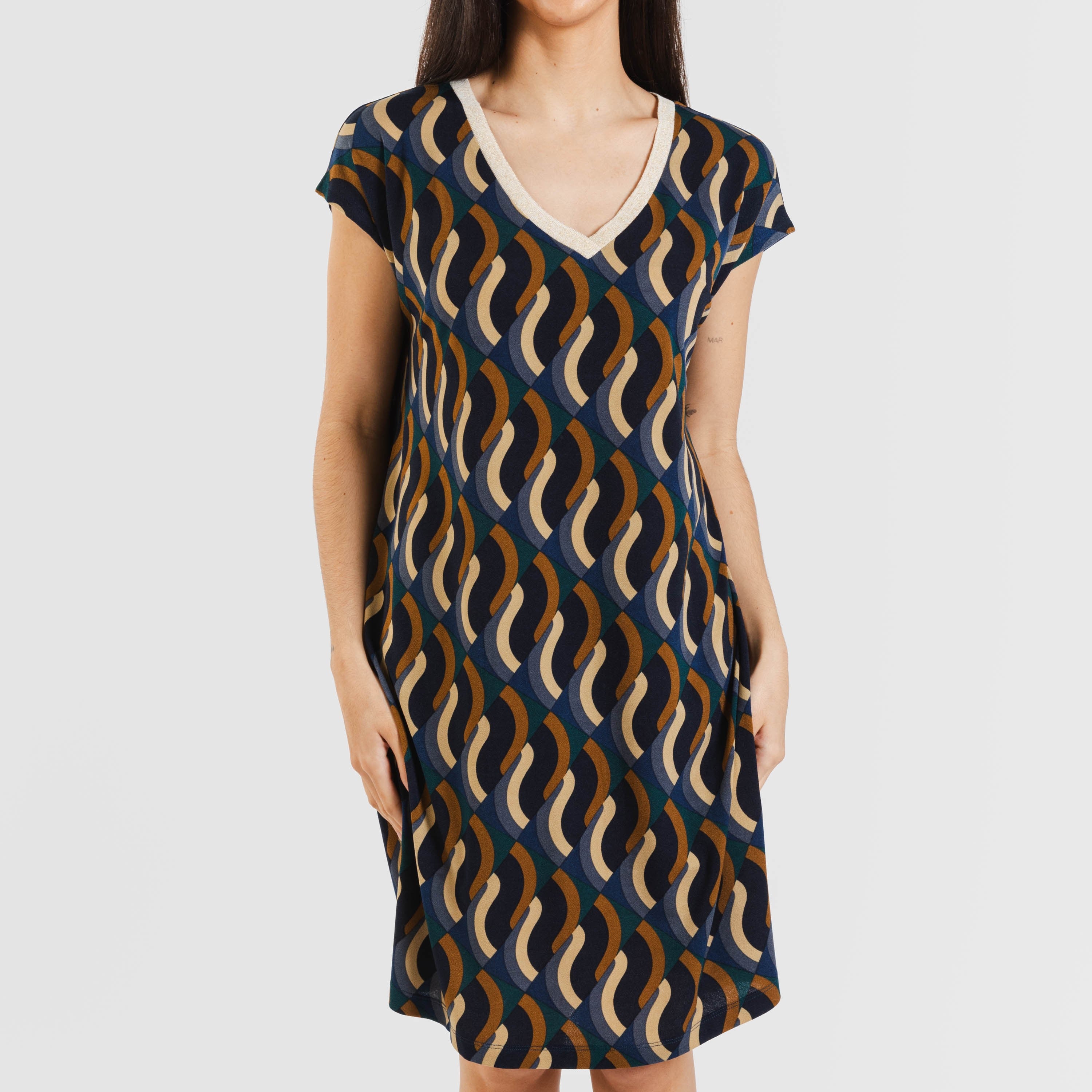 Vestido corto manga fluida crepe Roser