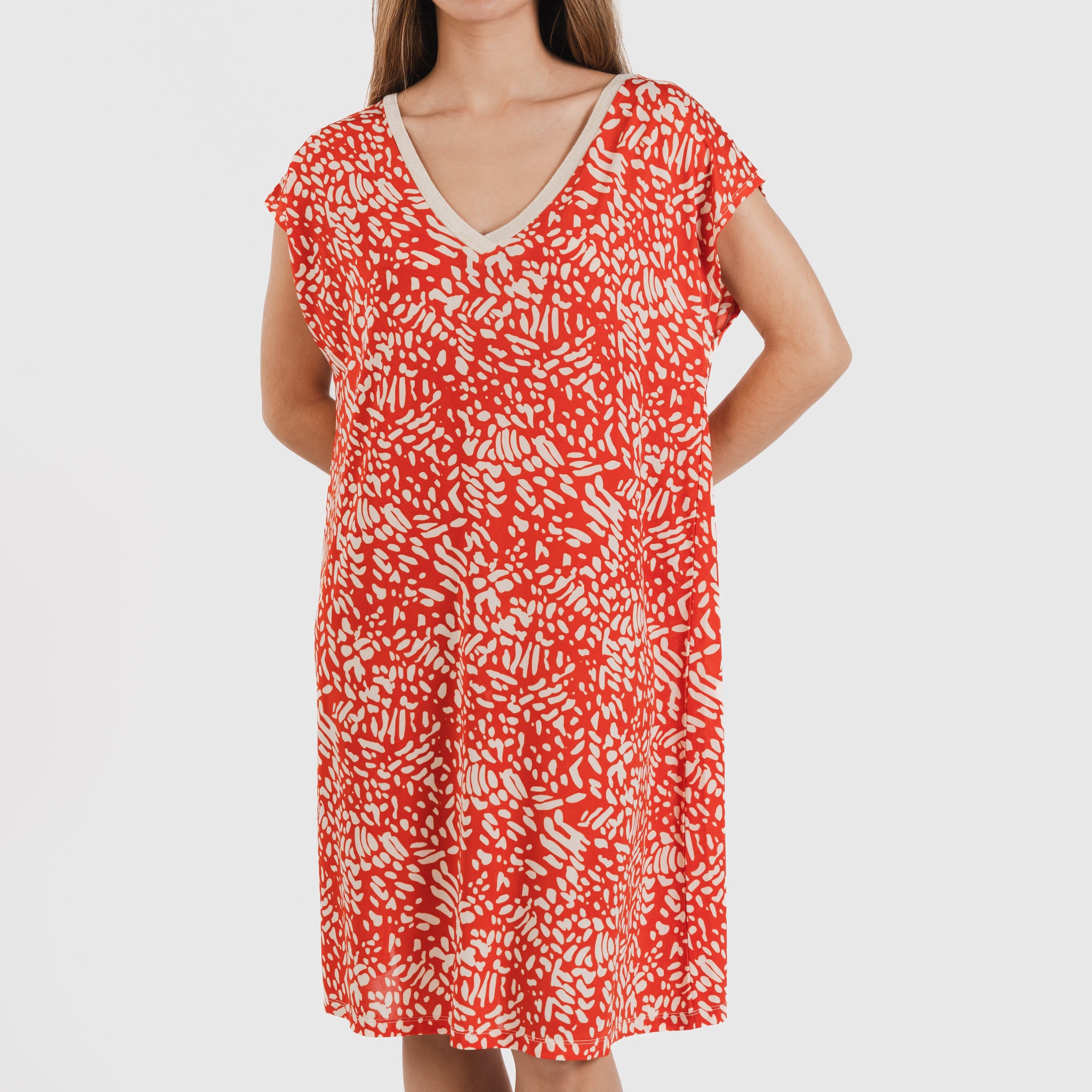 Vestido corto manga fluida soft Miquela teja