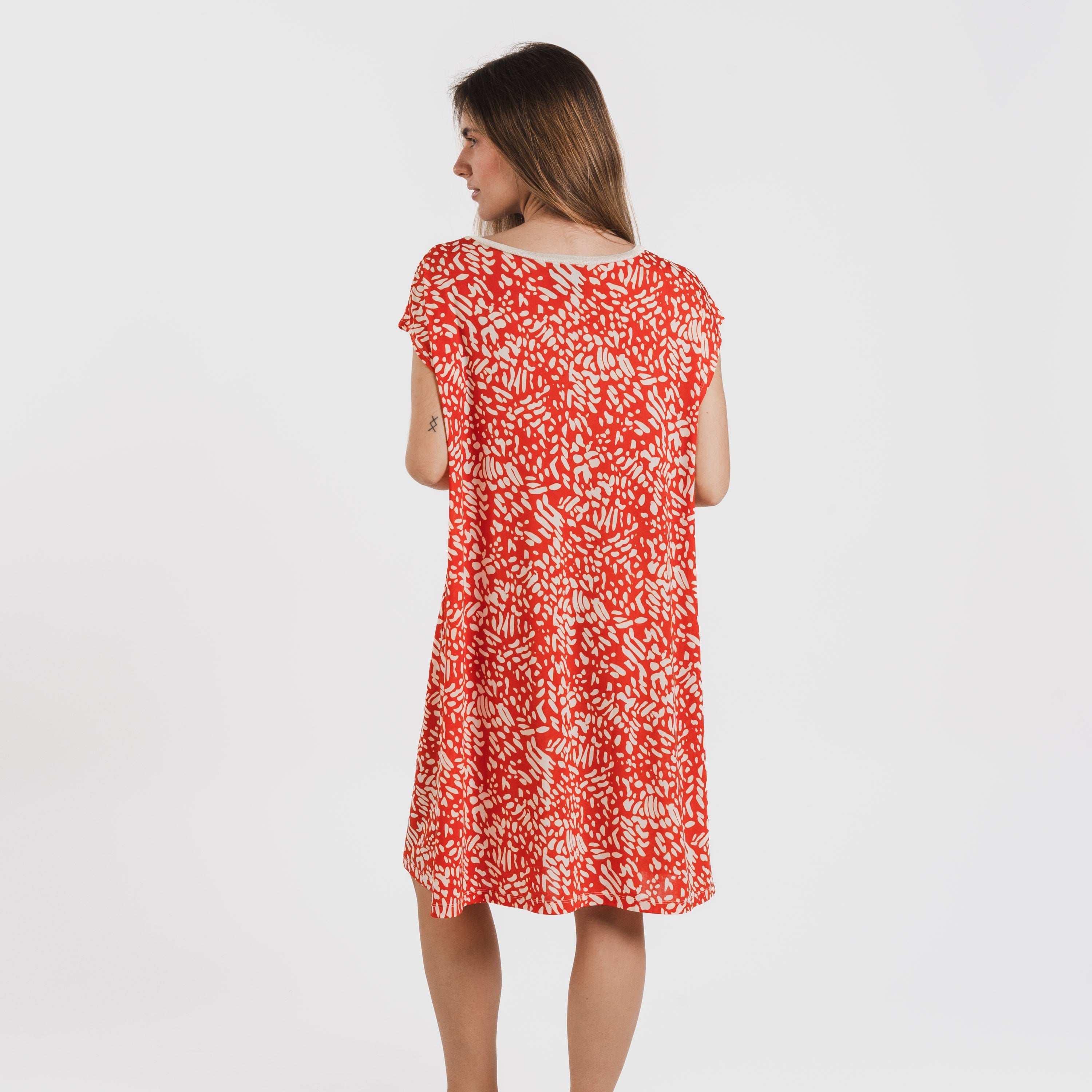 Vestido corto manga fluida soft Miquela teja