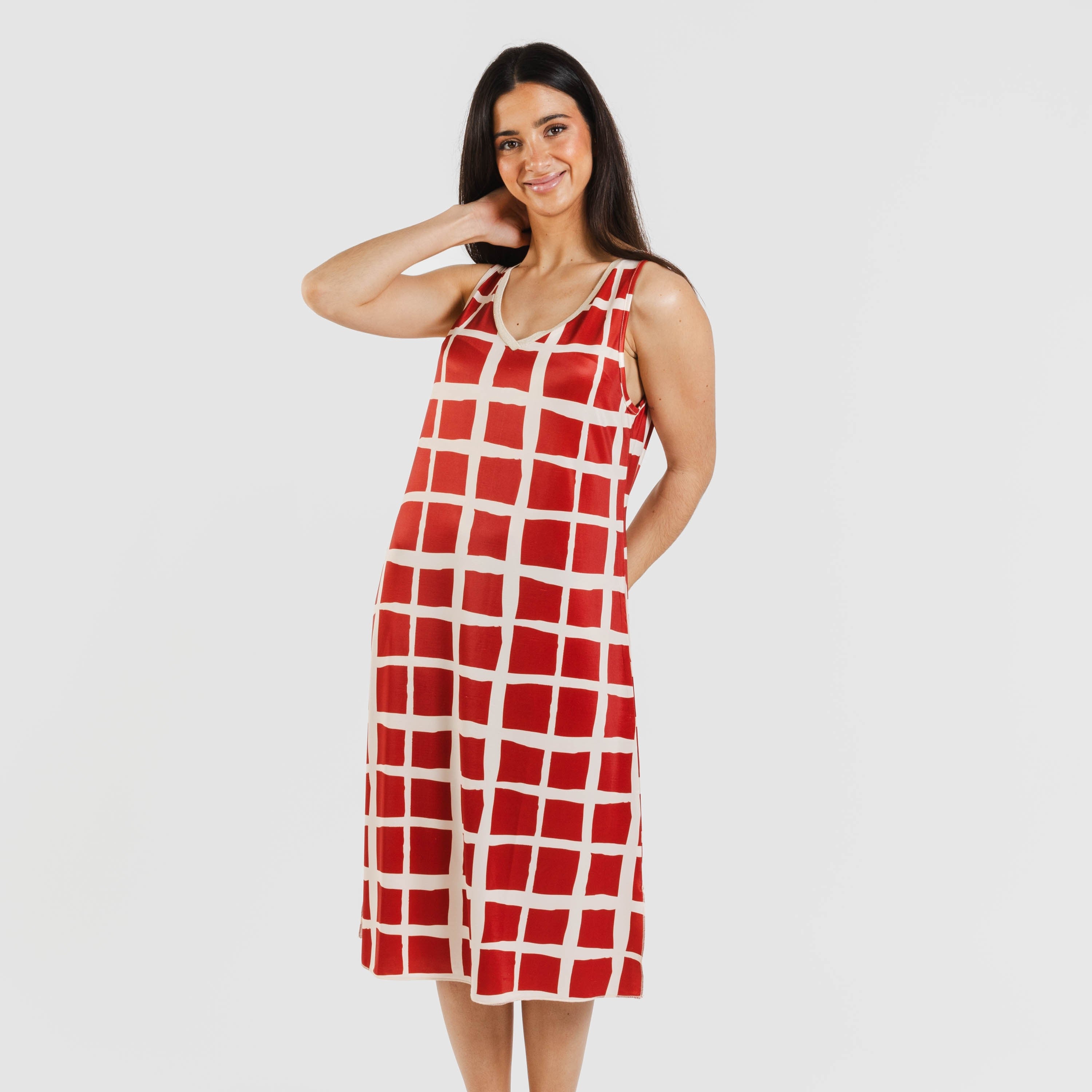 Vestido midi tirantes soft Naroa teja