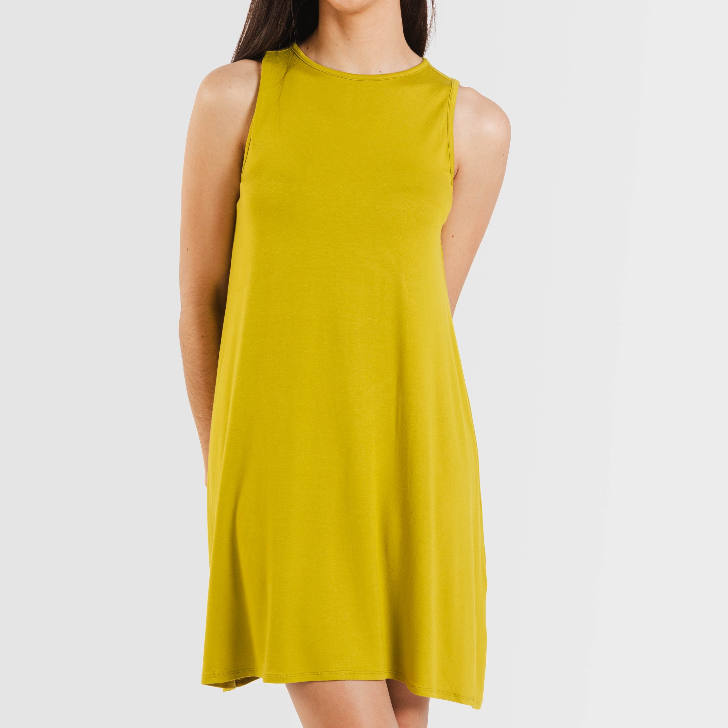 Vestido corto tirantes viscosa liso