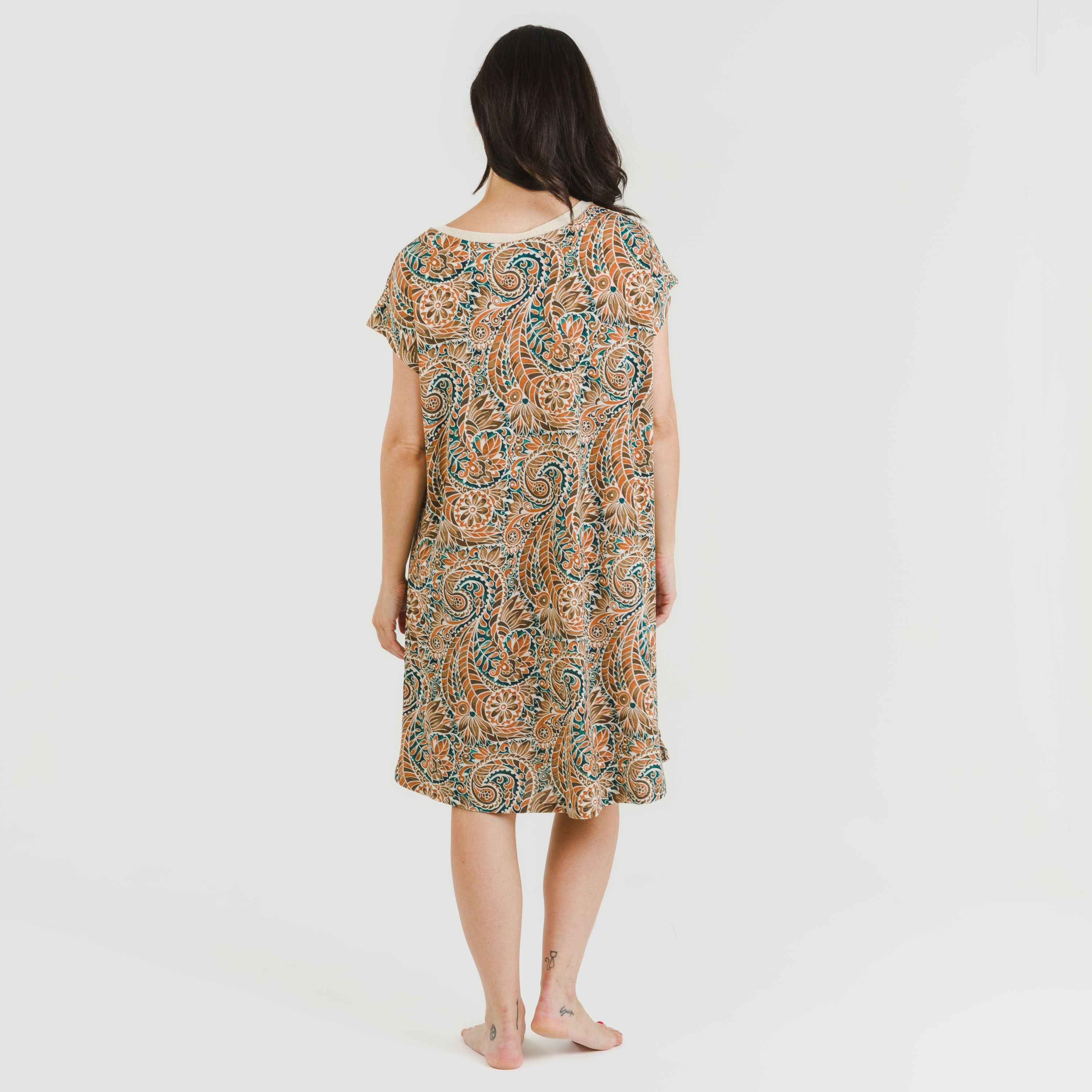 Vestido corto manga fluida crepe Estels