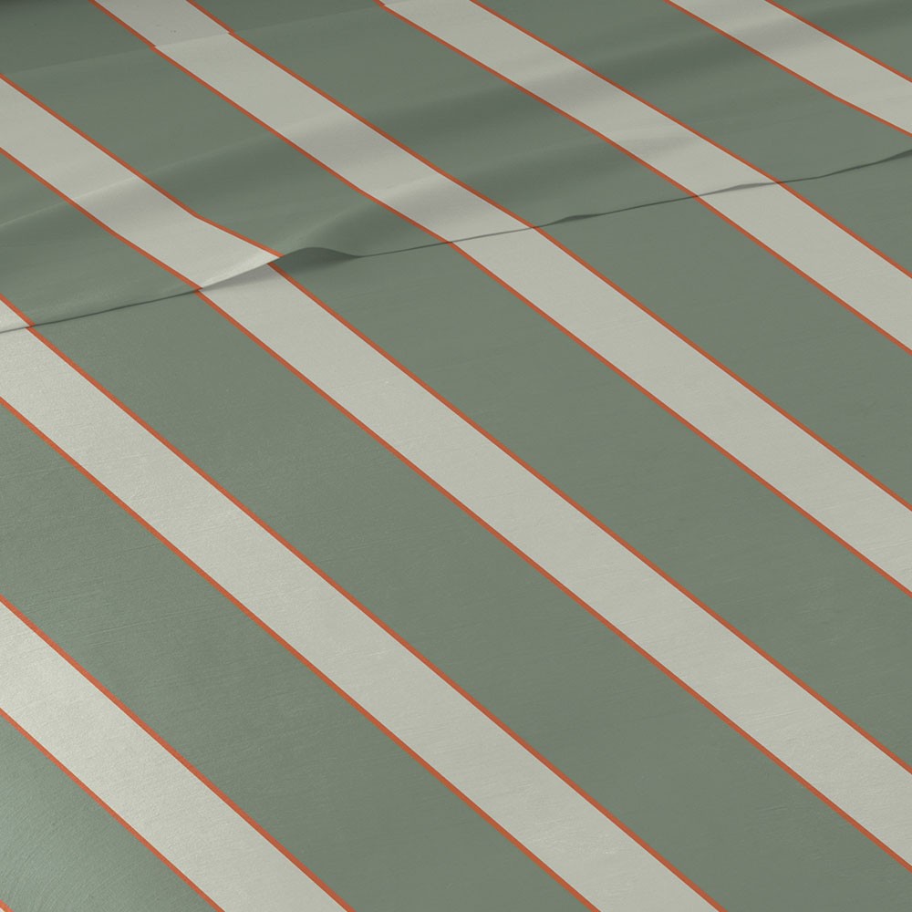 Juego de sábanas algodón Raya Marita verde cacería