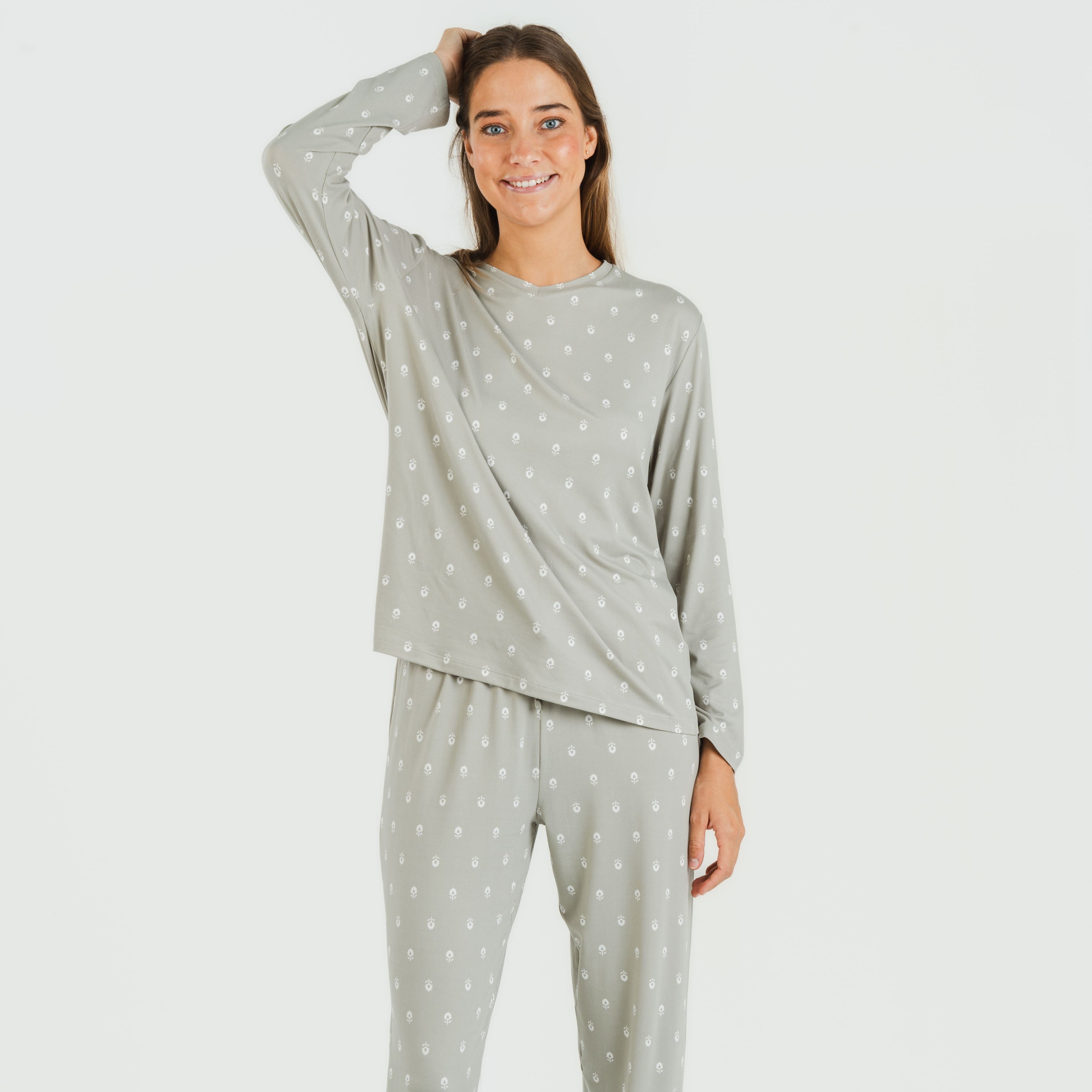 Pijama largo mujer soft Baby verde caceria