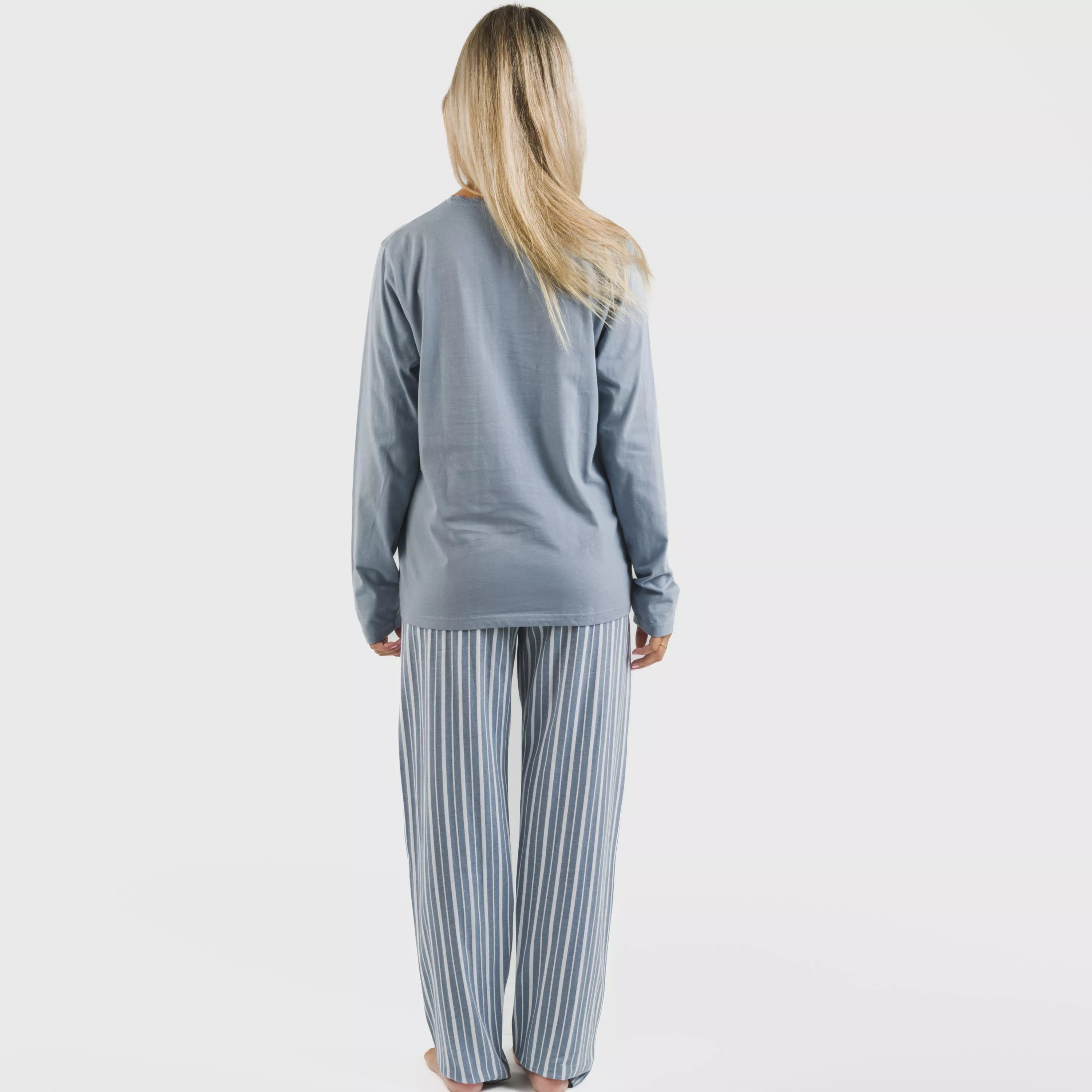 Pijama comprido de algodão, listrado Tomas índigo