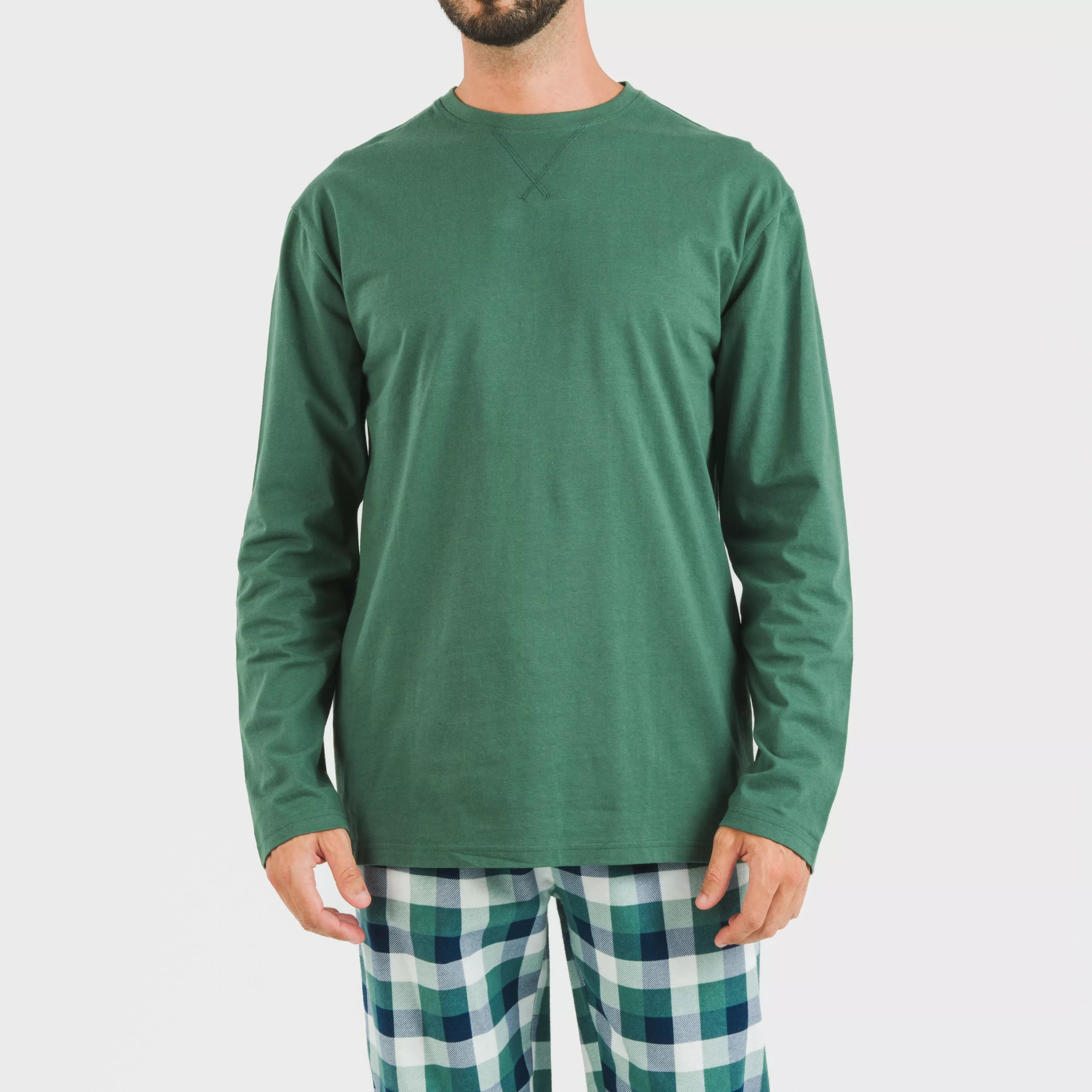 Pijama hombre franela Cuadro Ferni verde