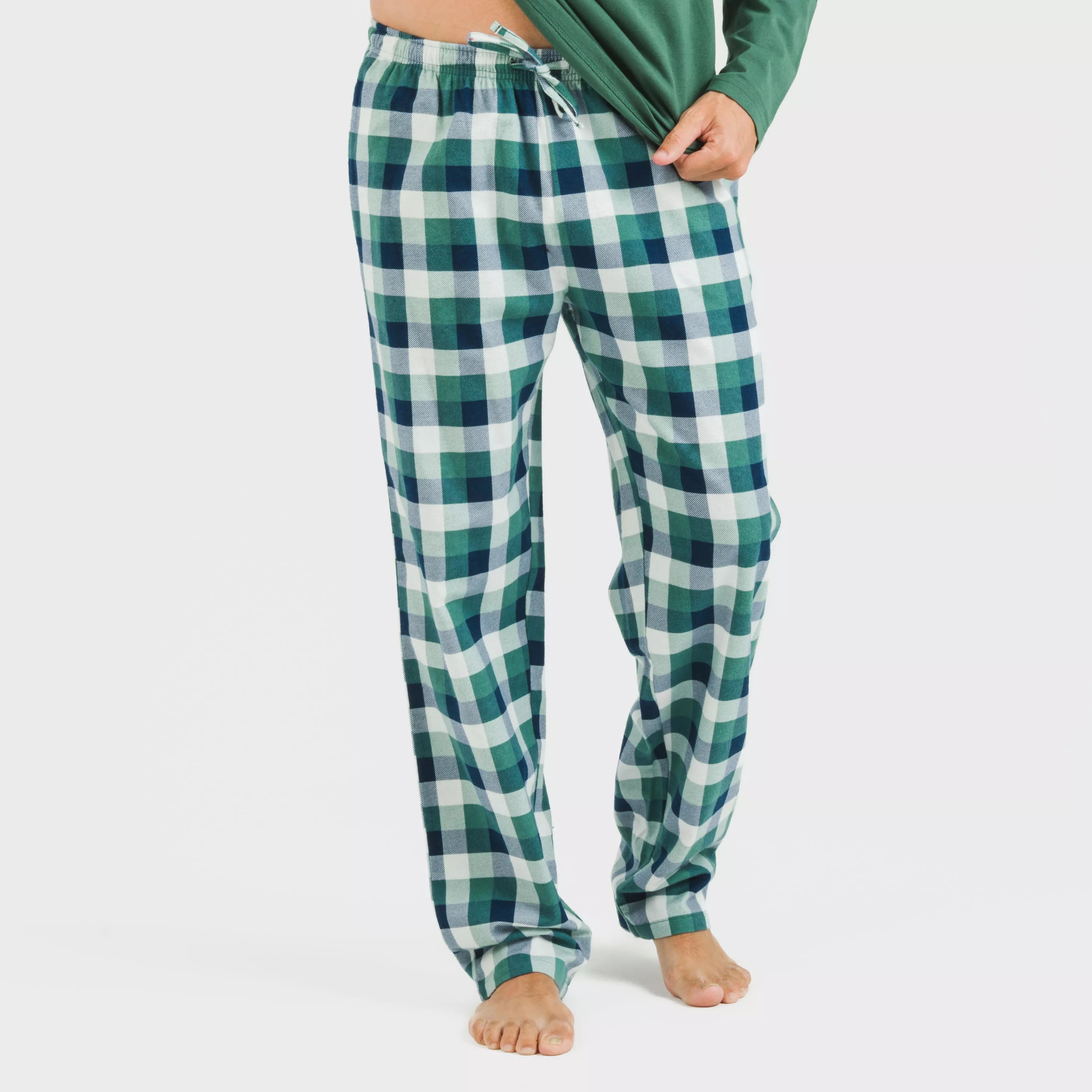 Pijama hombre franela Cuadro Ferni verde