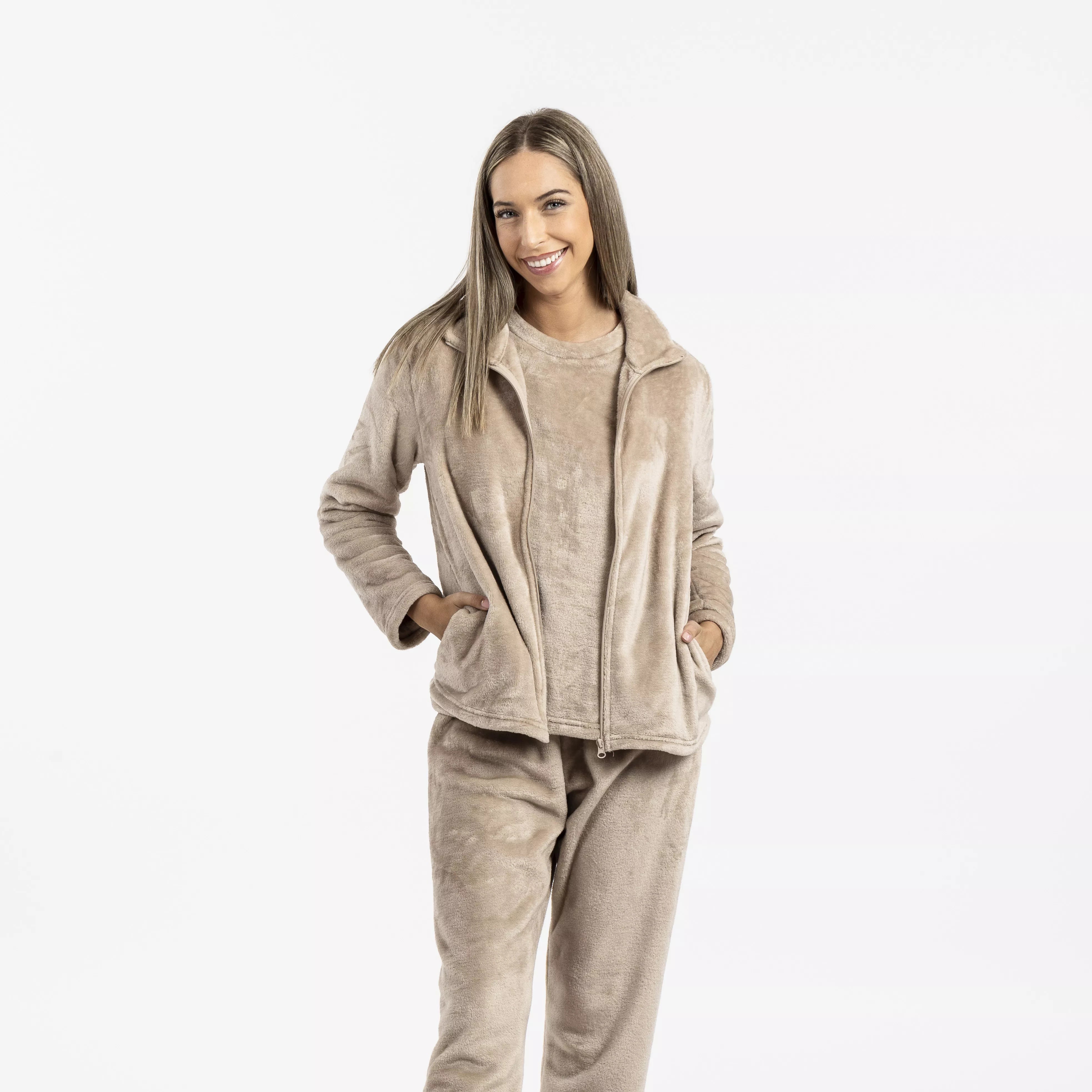 Sudadera terciopelo beige