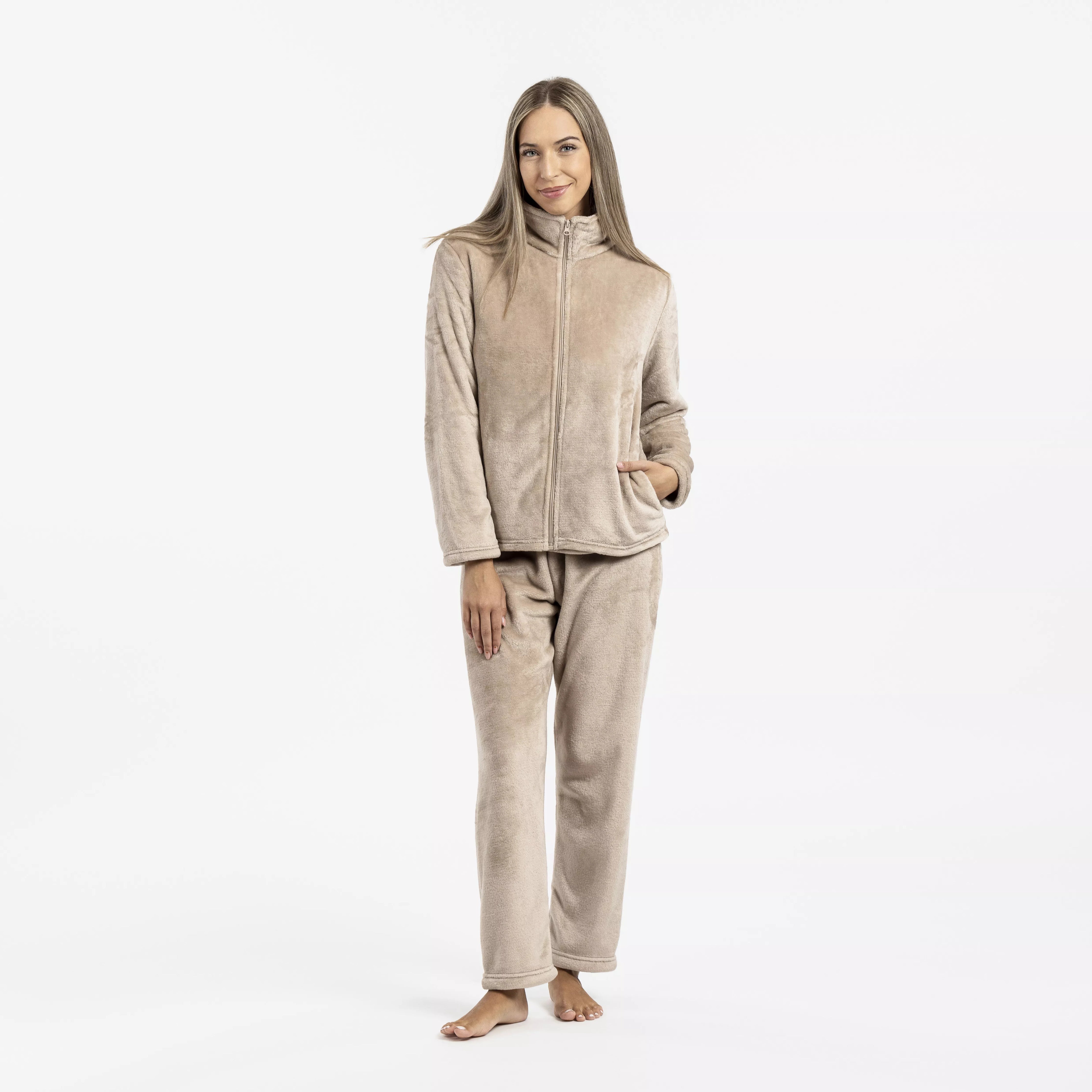 Sudadera terciopelo beige