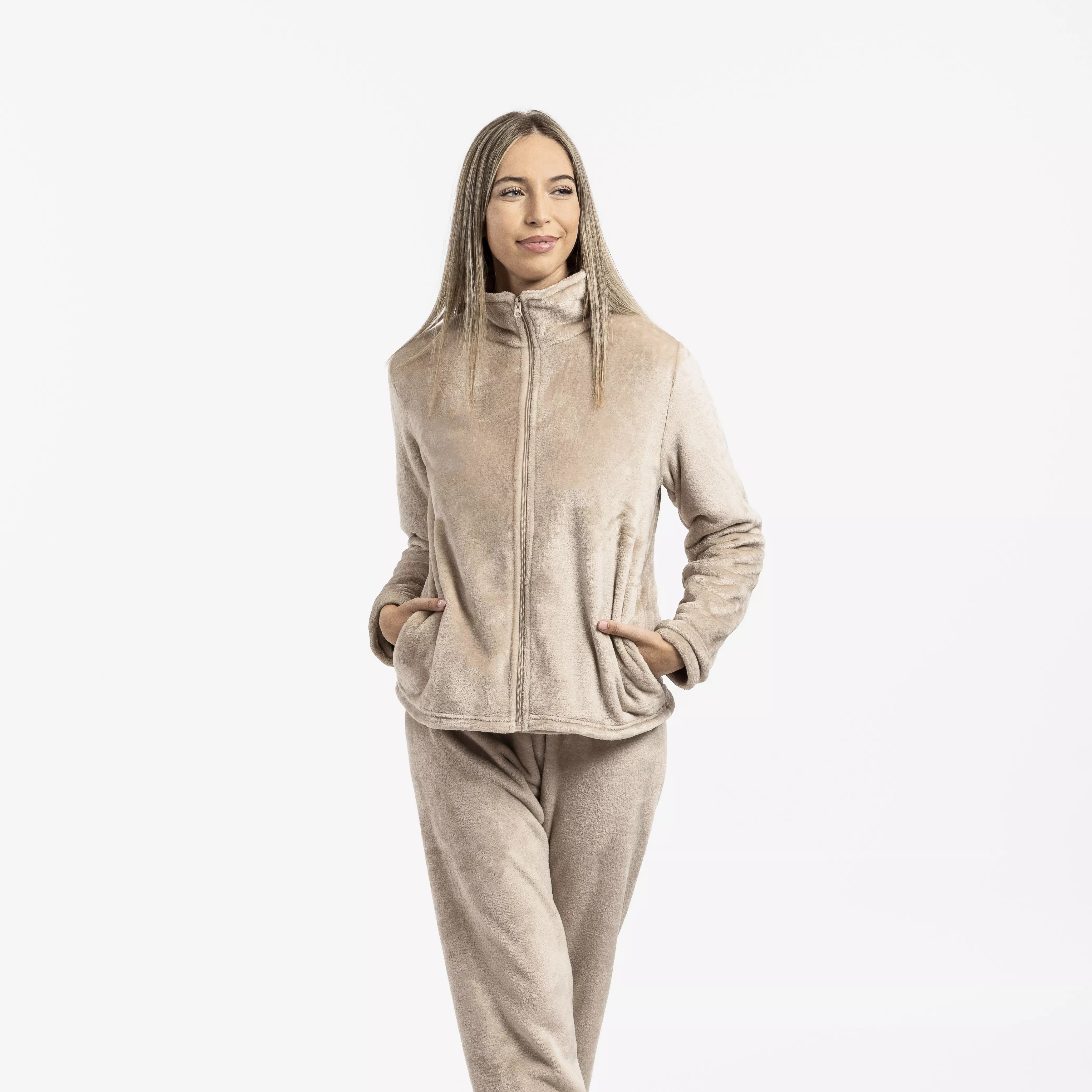 Sudadera terciopelo beige