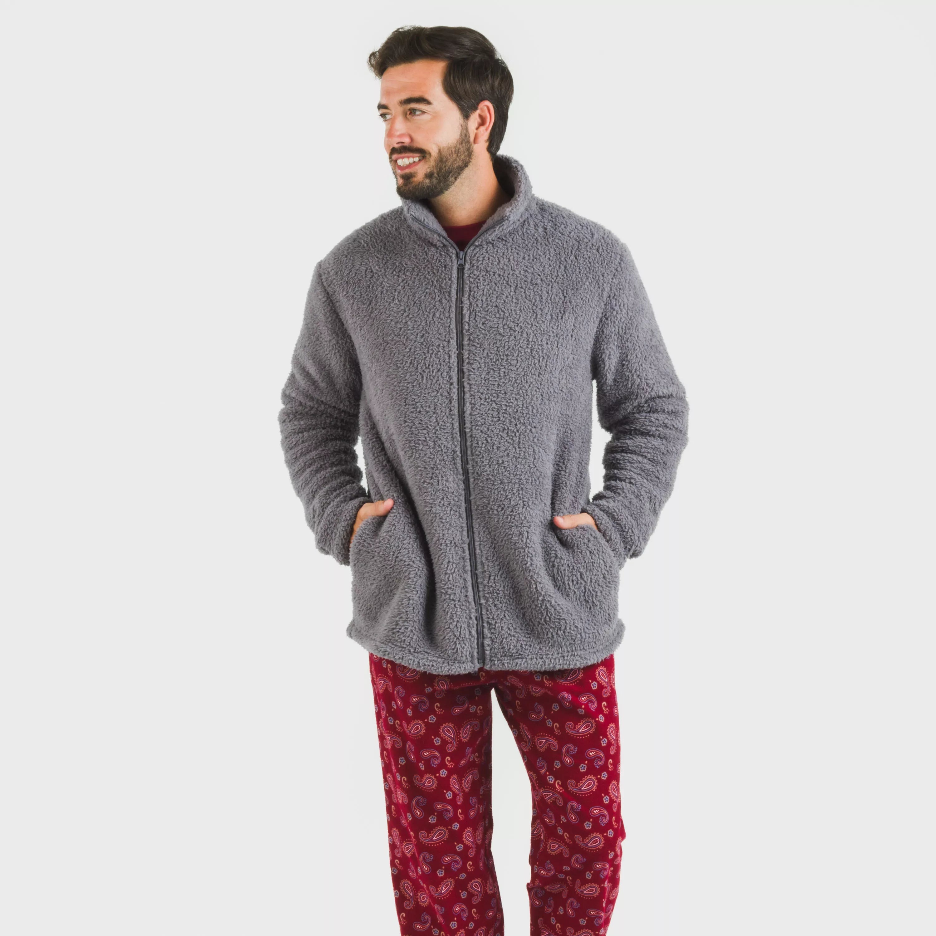 Moletom masculino liso de sherpa
