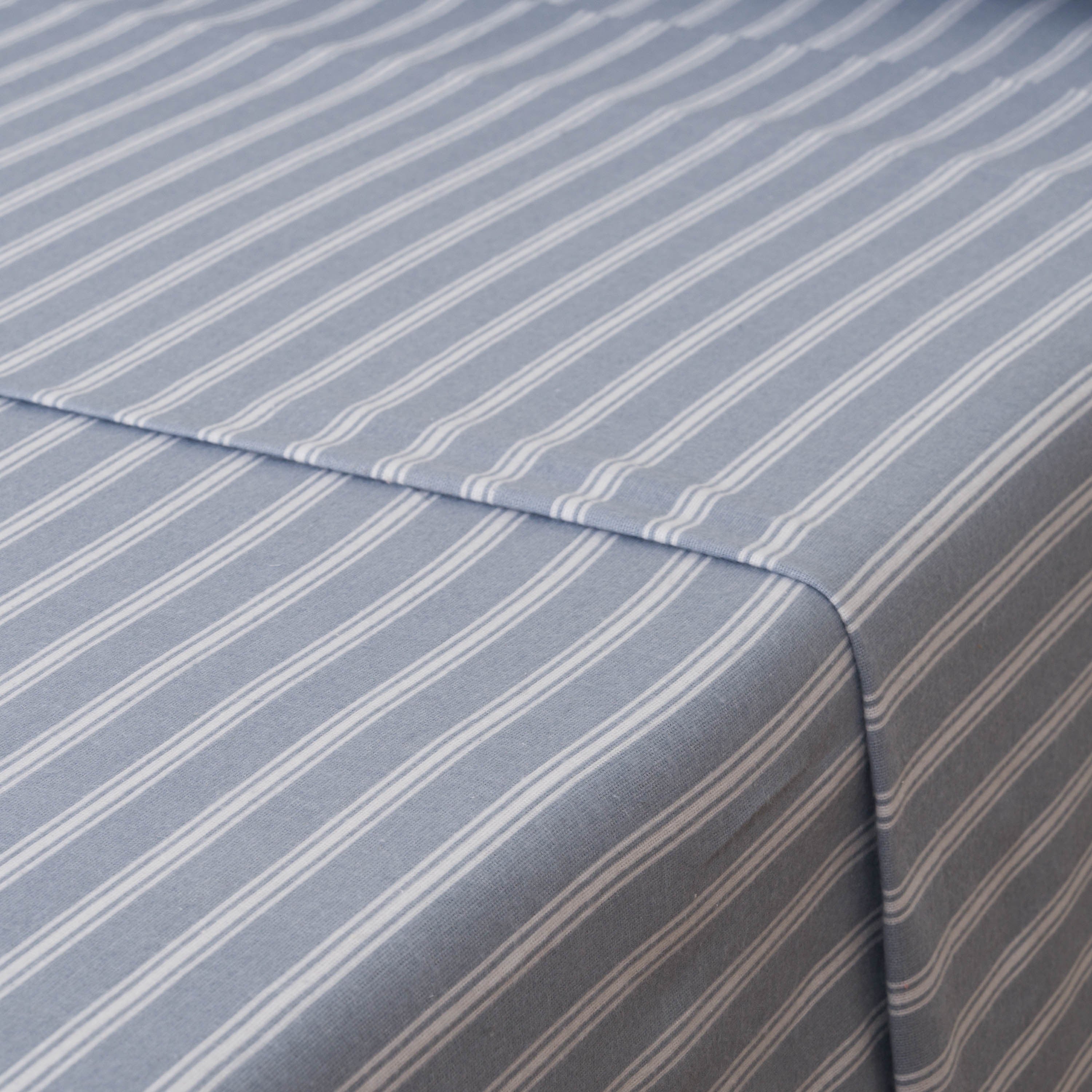 Conjunto de lençóis de flanela listrada Indigo Marseille
