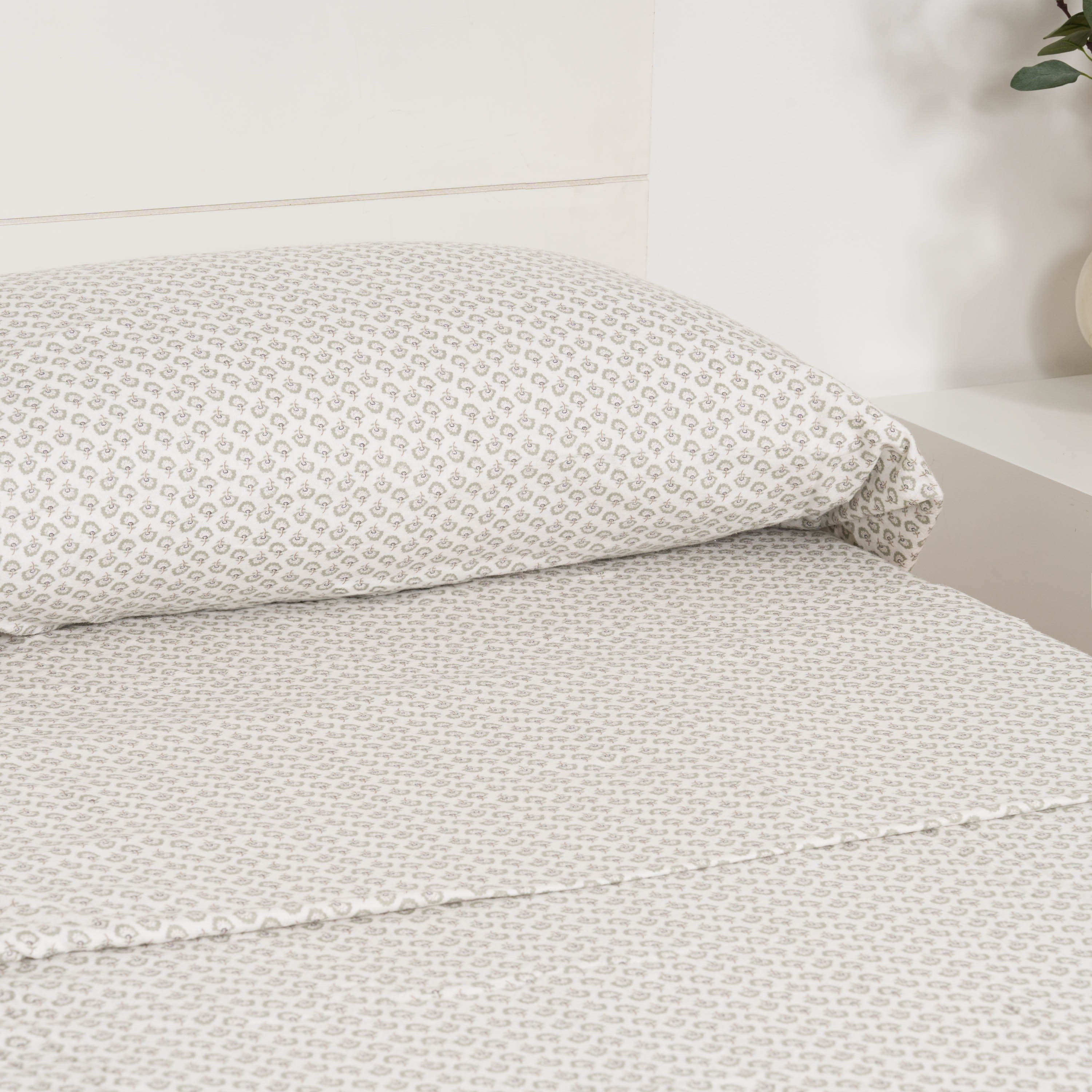 Juego de sábanas franela Diana verde tiffany