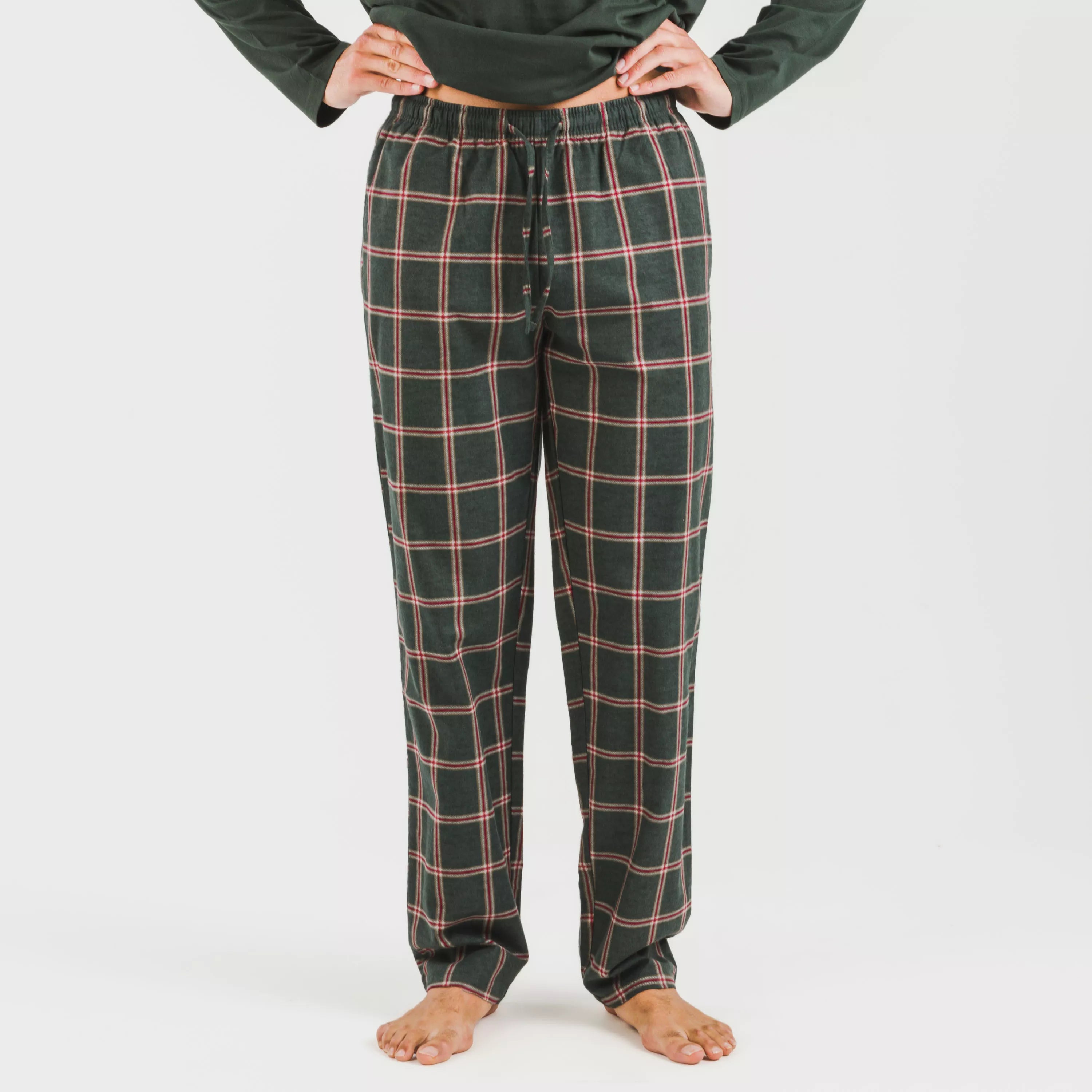 Pijama hombre franela Cuadro Nelby verde caceria