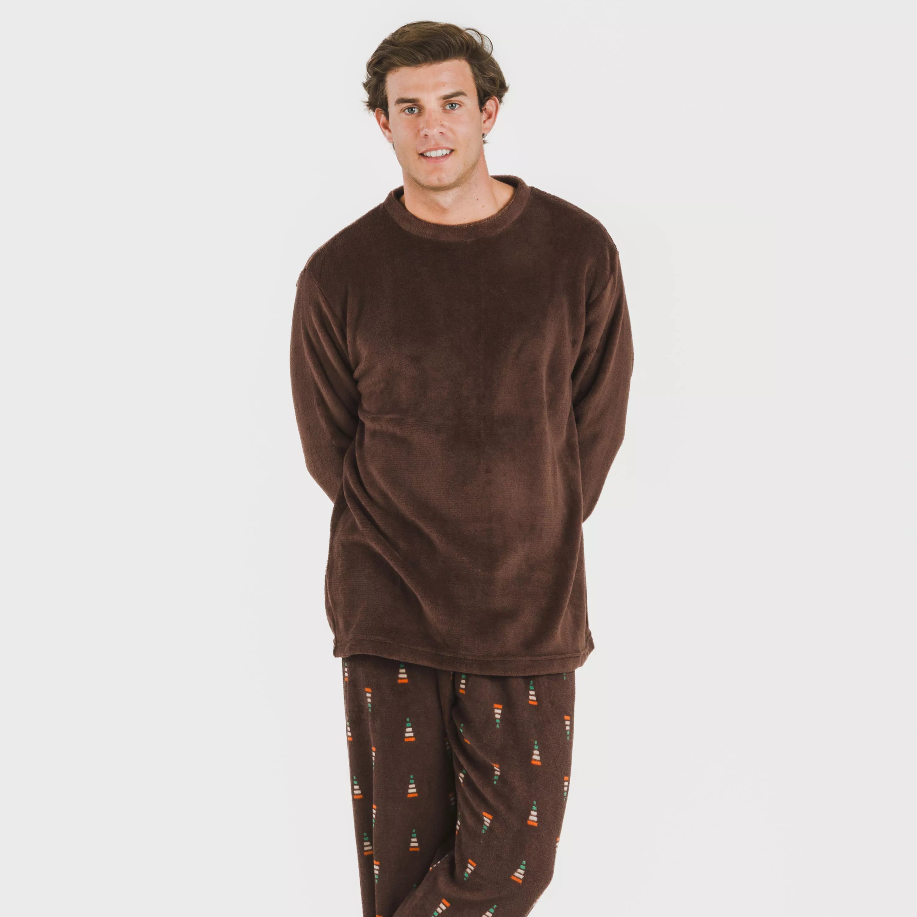 Pijama masculino Pelayo de lã coral marrom