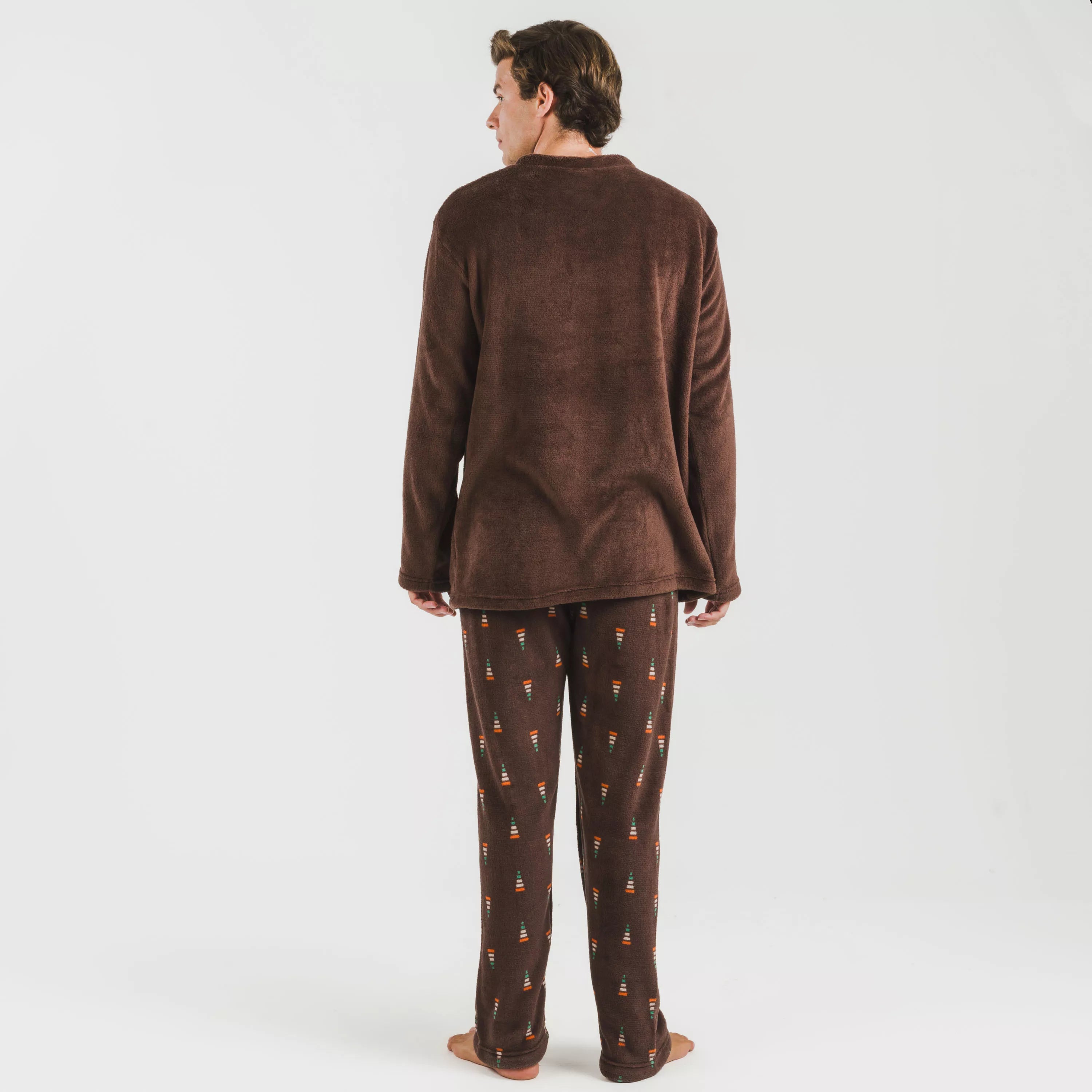 Pijama masculino Pelayo de lã coral marrom