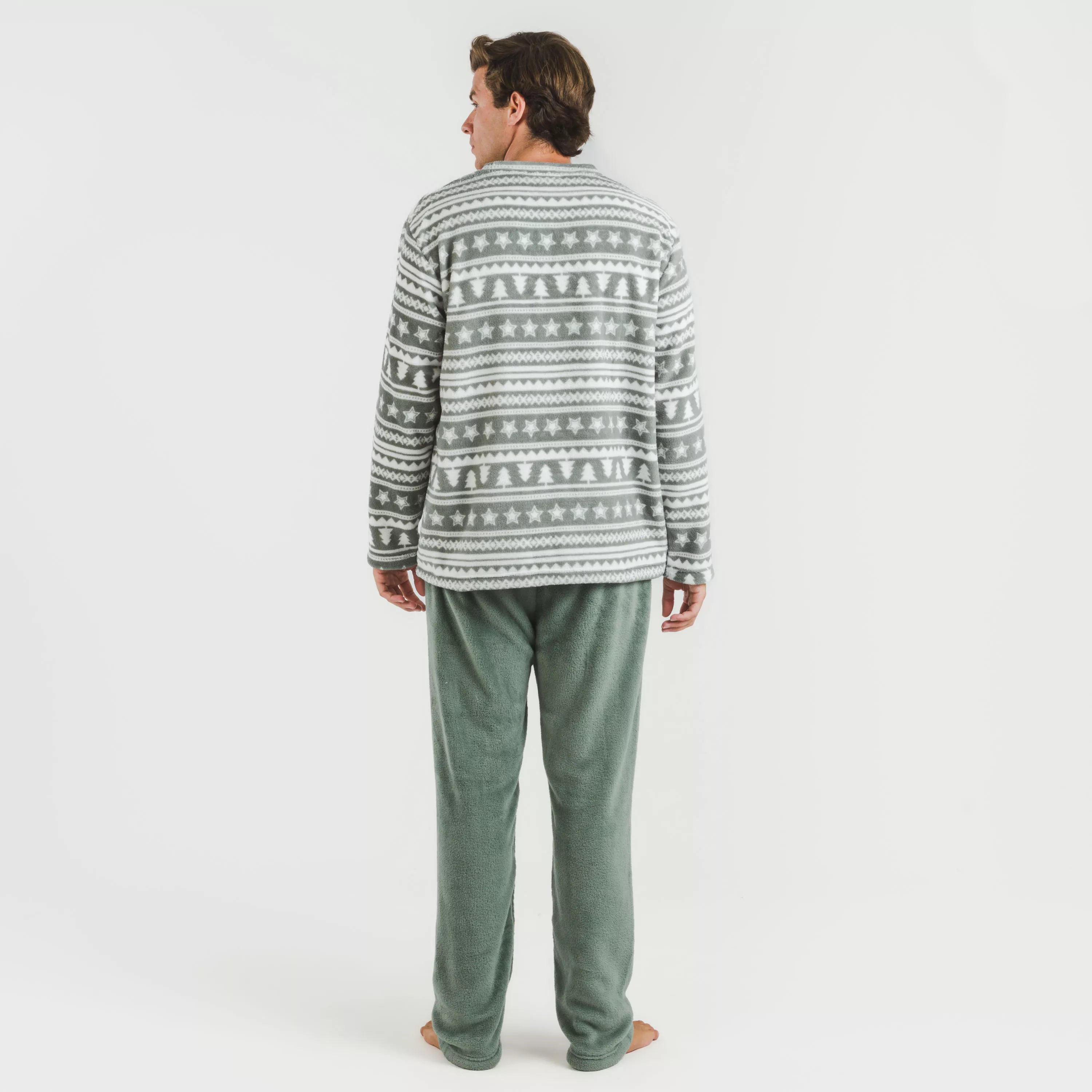 Pijama masculino de lã coral, modelo Theseus Green Hunting