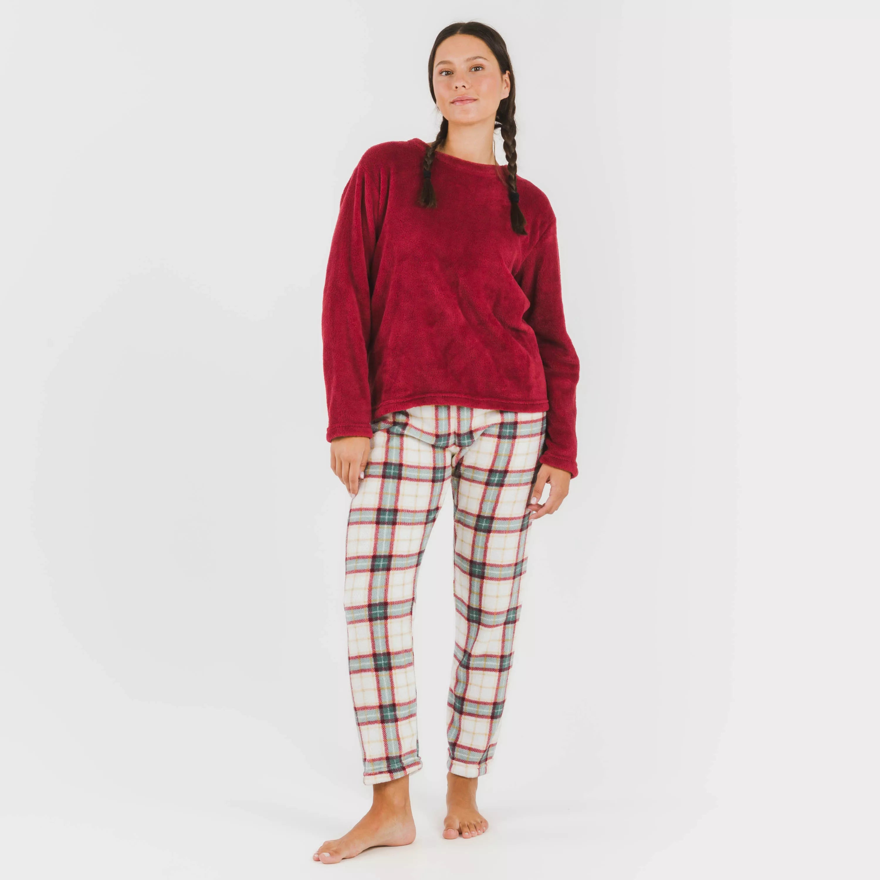 Pijama coral Cuadro Fiorile burdeos