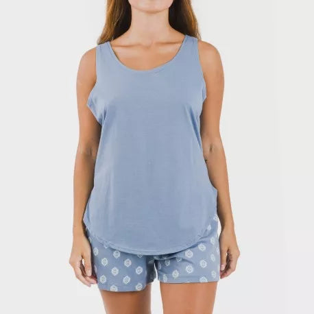 Pijama corto algodón Garbo azul añil