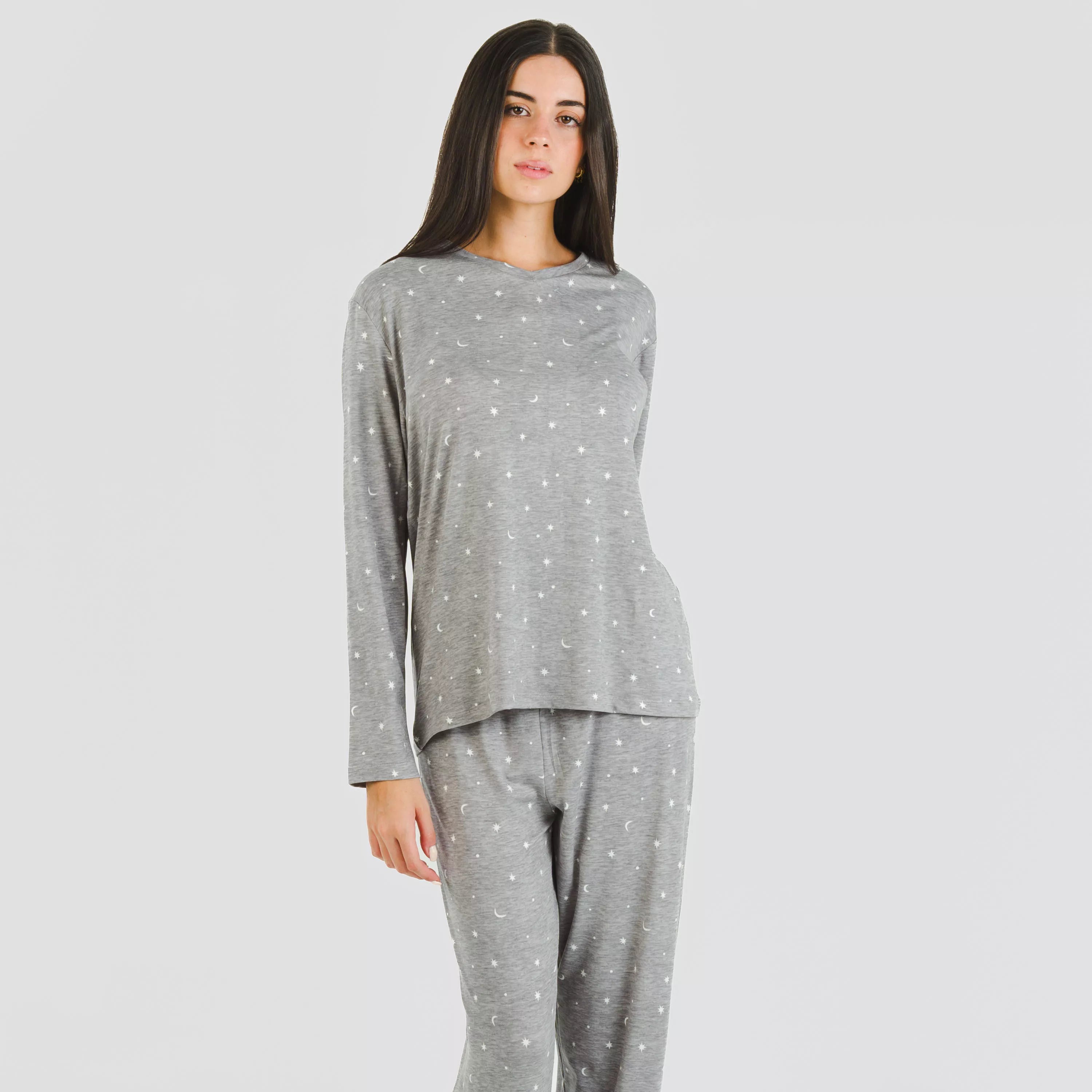 Pijama largo mujer soft Ambarina gris marengo