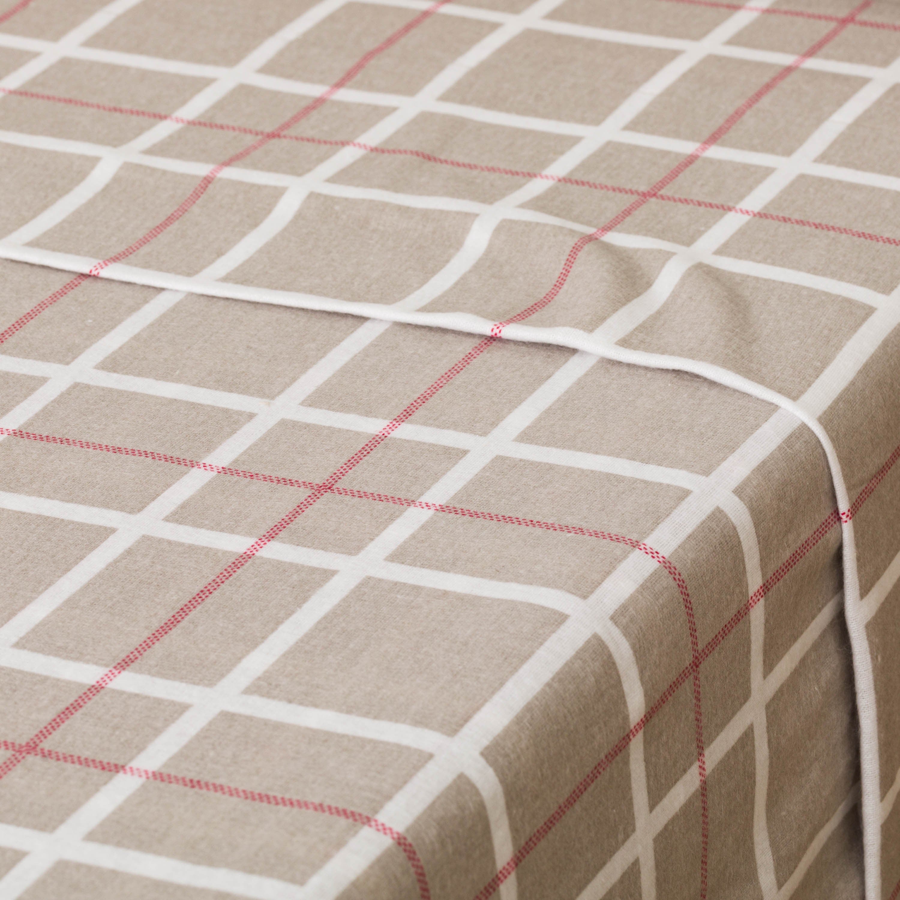 Juego de sábanas franela Cuadro Camel topo