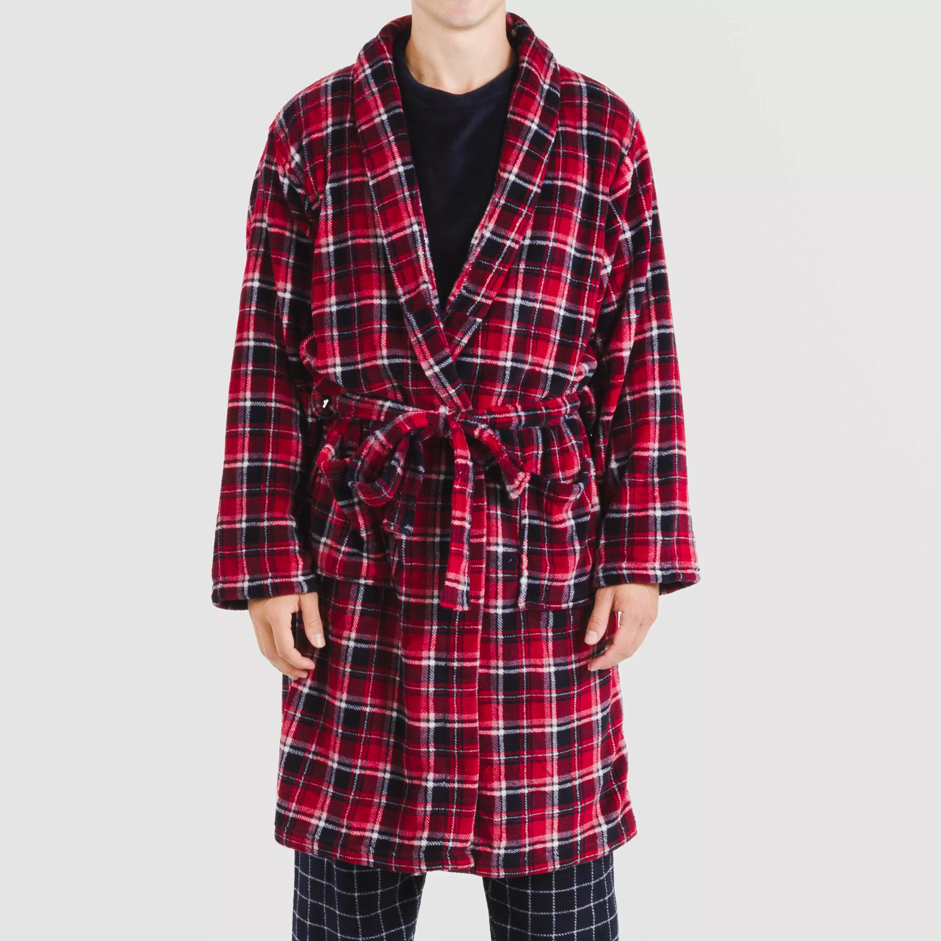 Roupão masculino coral Cocoro xadrez azul marinho