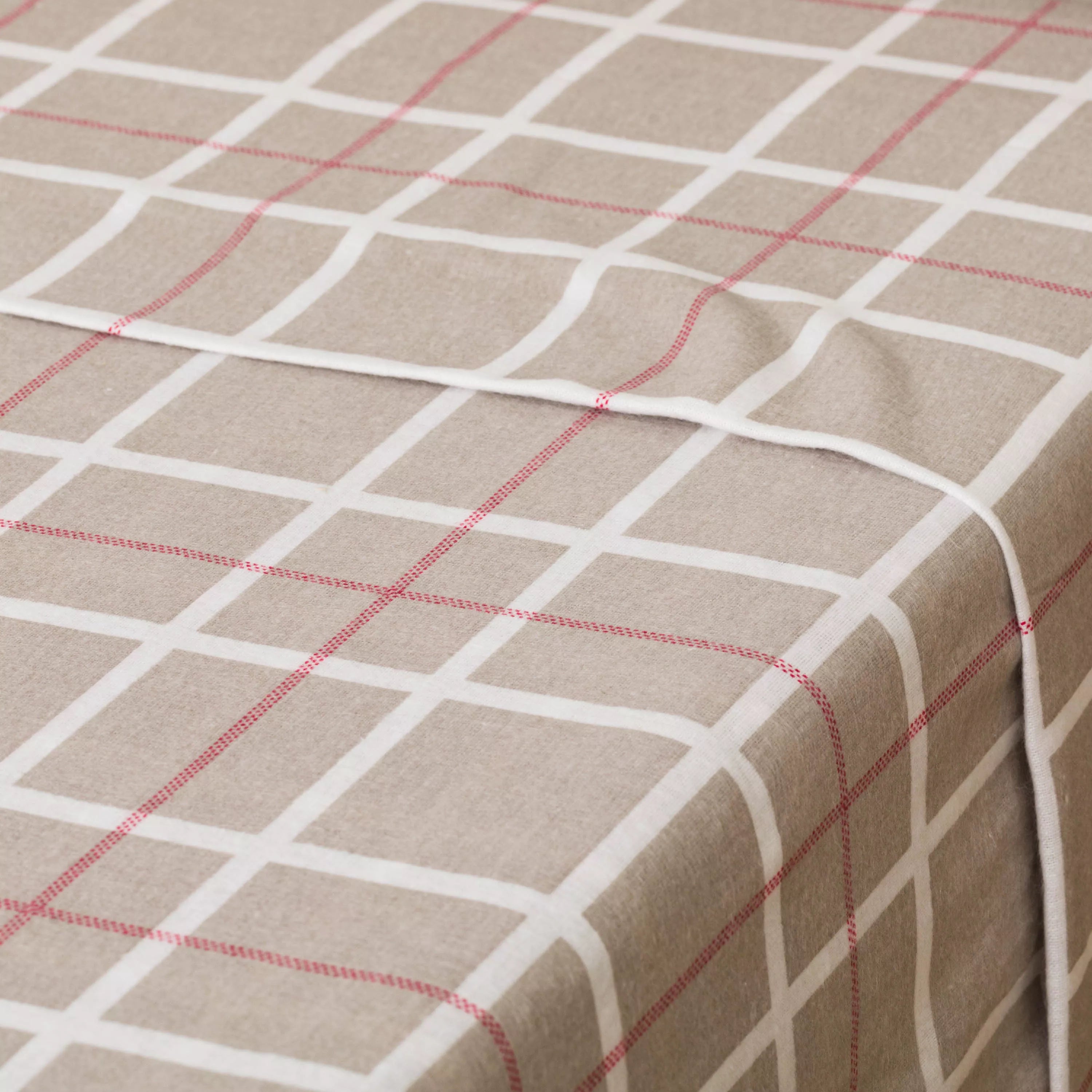 SET LENZUOLA IN FLANELLA A QUADRI CAMMELLO