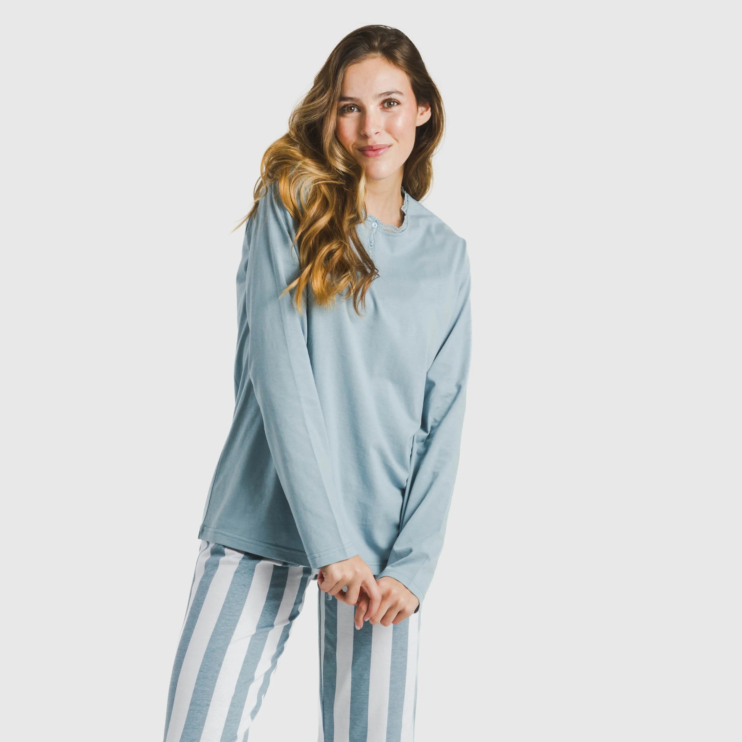 Pijama largo algodón Raya Elvis indigo