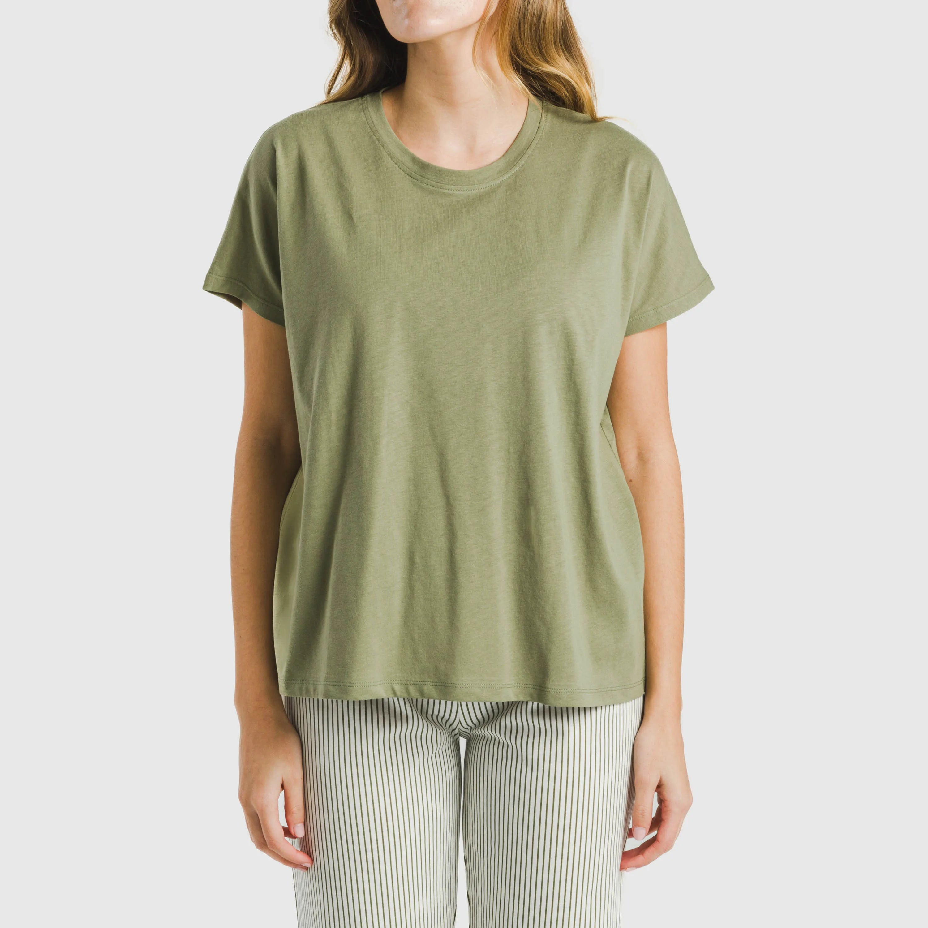 Pijama largo algodón mujer manga fluida Raya Mozarabe verde