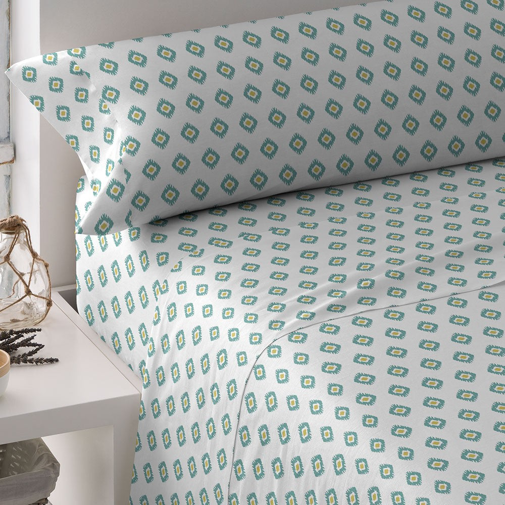 Juego de sábanas algodón Joy agua marina