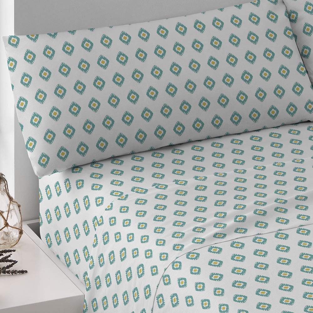 Juego de sábanas algodón Joy agua marina