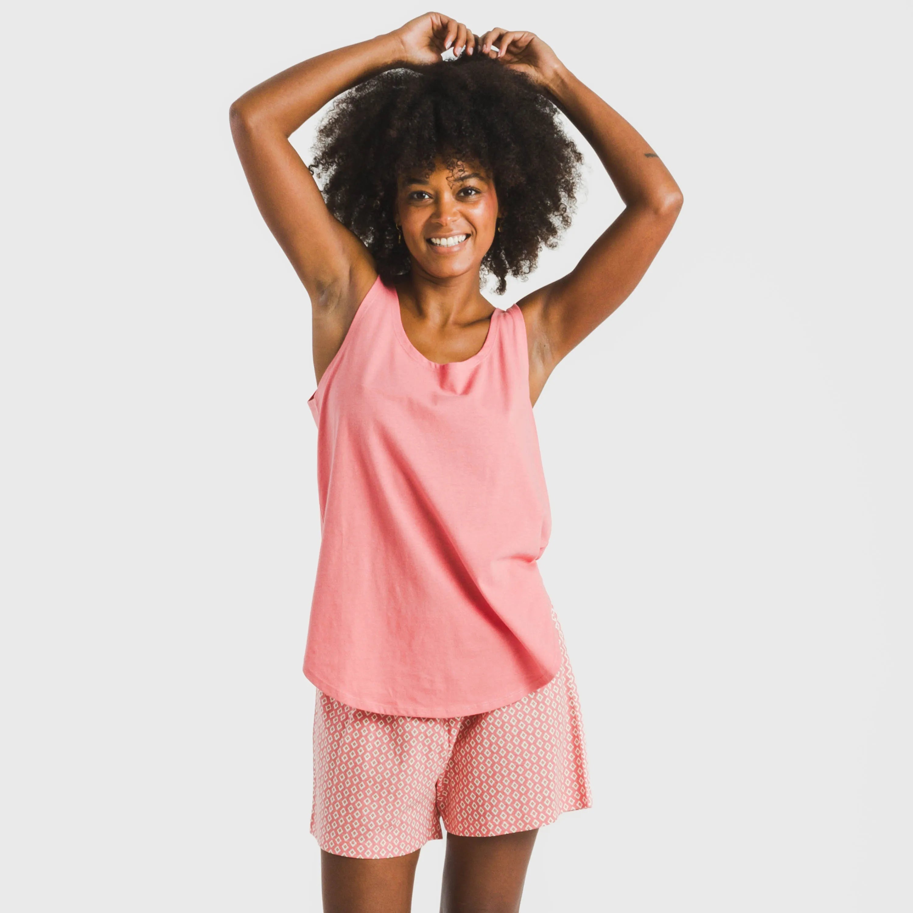 Pijama corto algodón Sassy coral