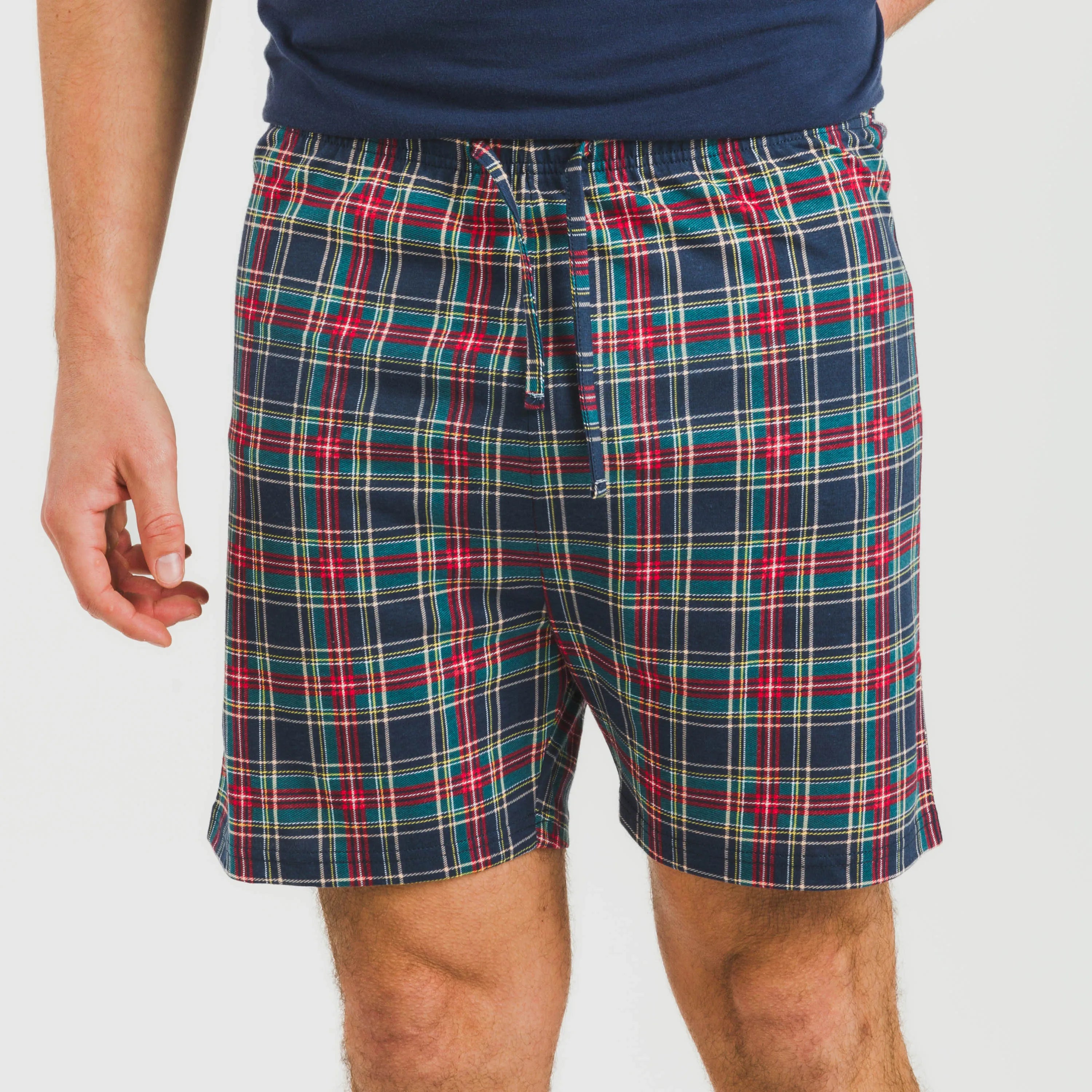 Pijama corto algodón hombre Cuadro Cefiro azul