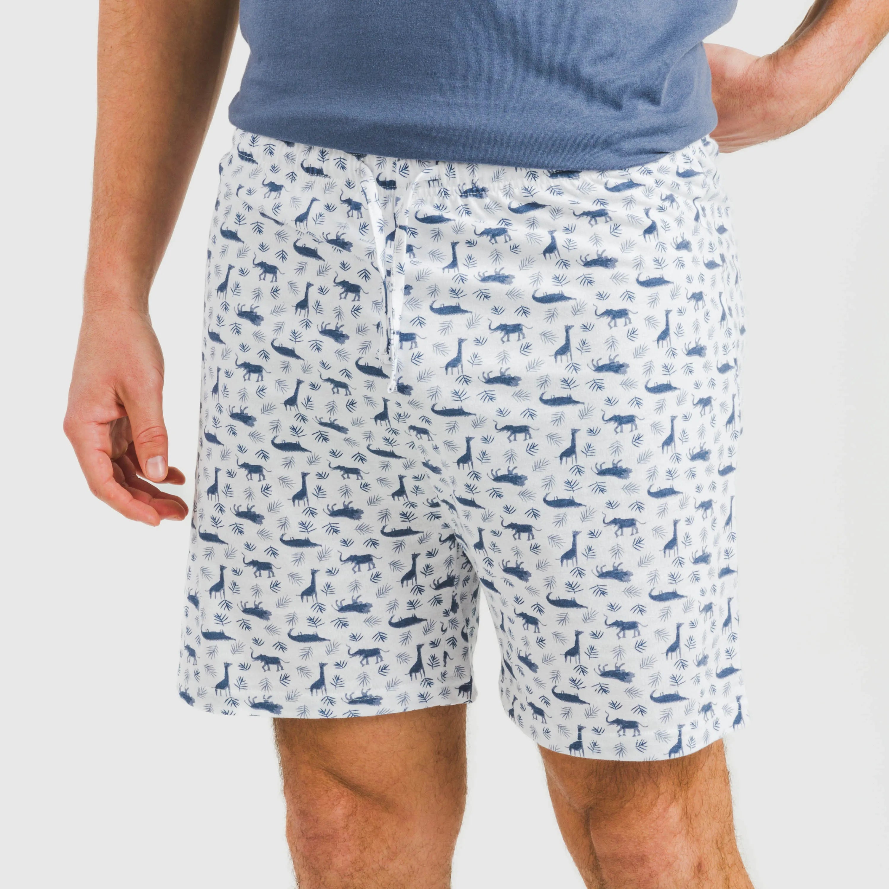 Pijama corto algodón hombre Saachi azul