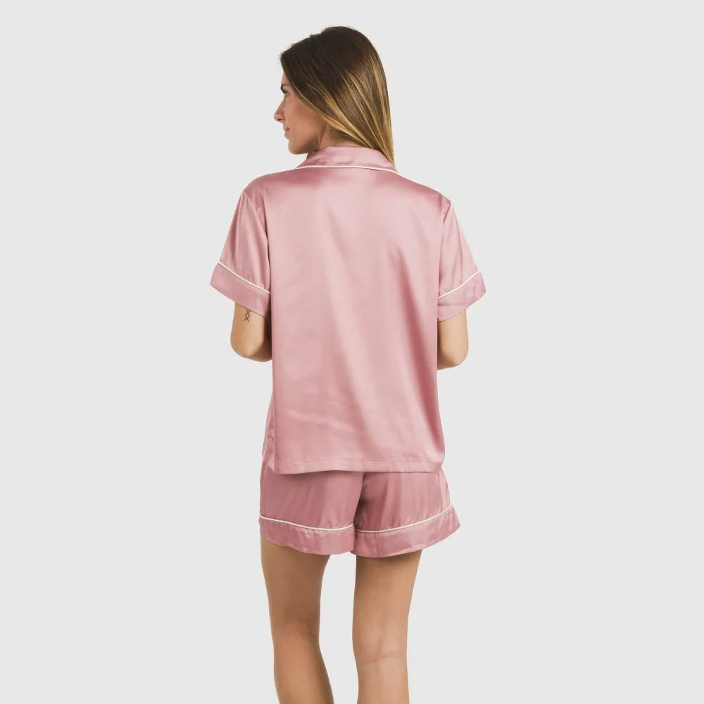 Pijama corto de manga corta satén Friday liso