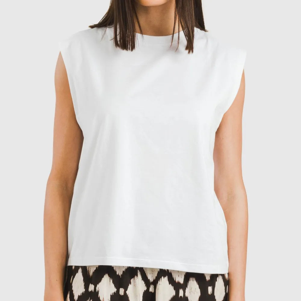 Camisola de alças de algodão para mulher lisa