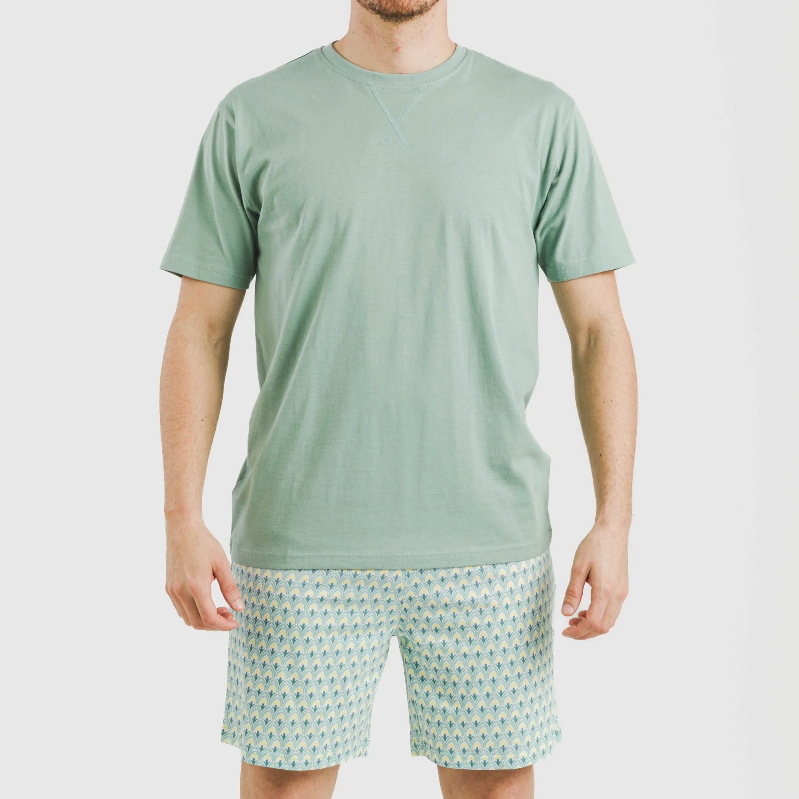 Pijama corto algodón hombre Olimpo verde francés
