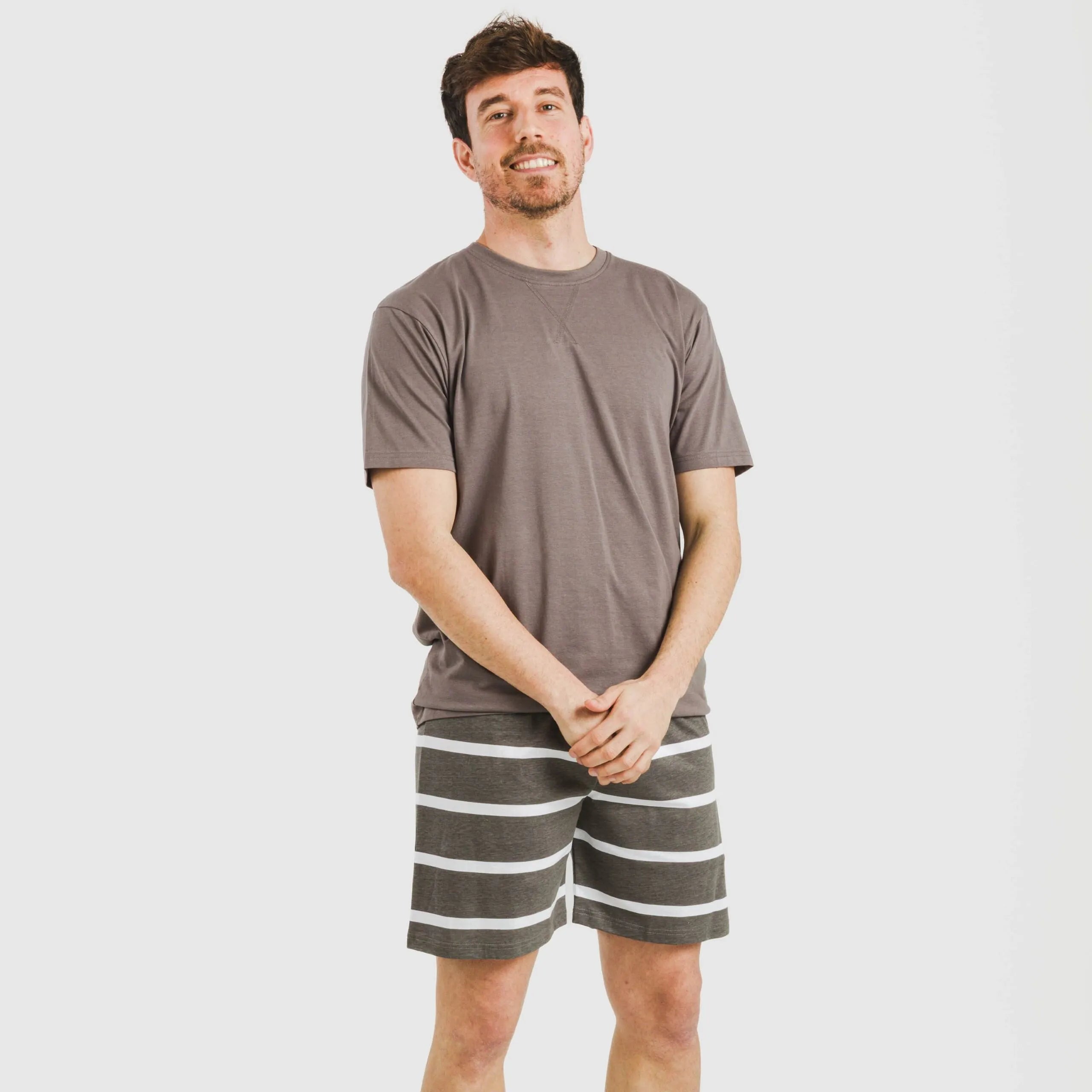 Pijama corto algodón hombre Raya Nit New topo