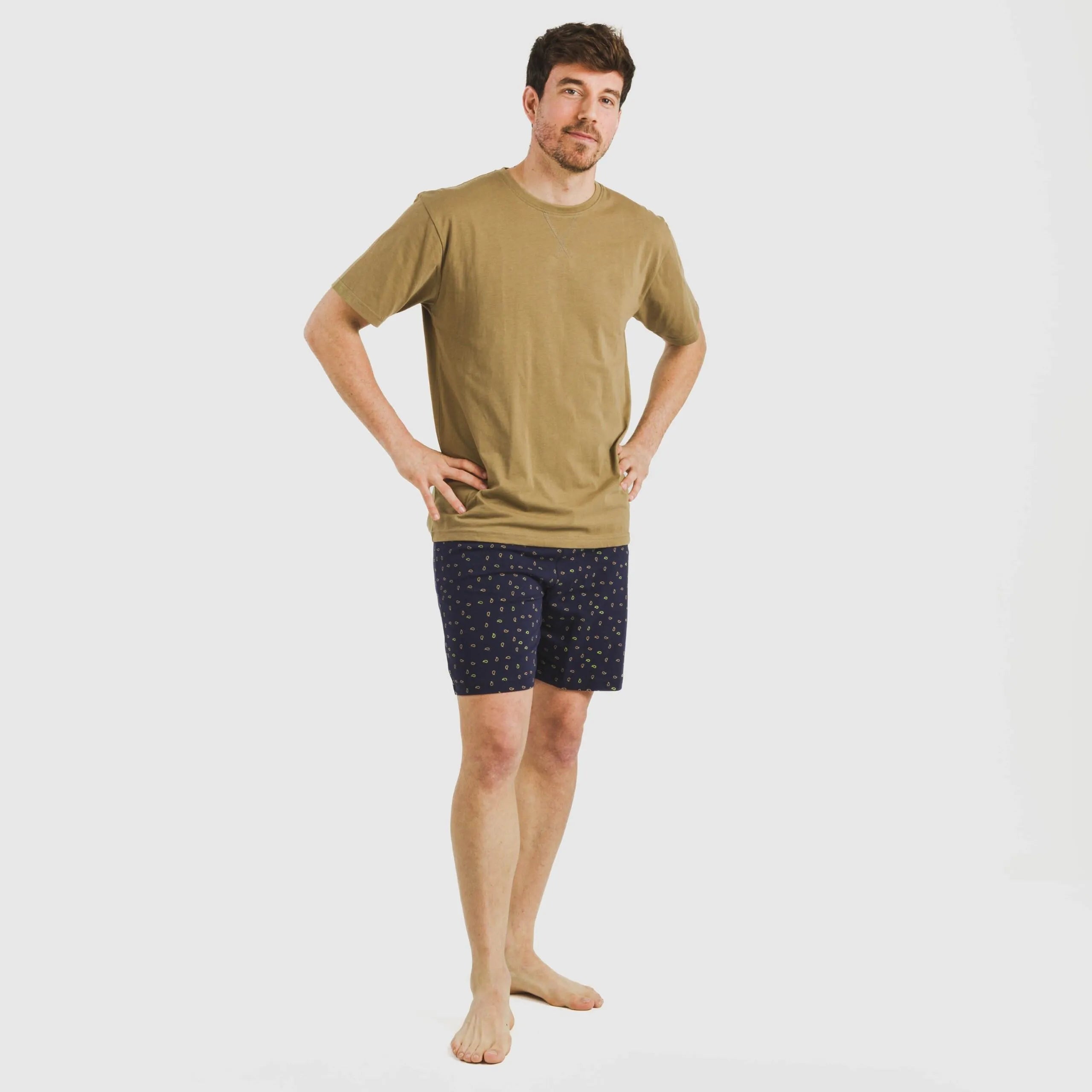 Pijama corto algodón hombre Oggy caqui