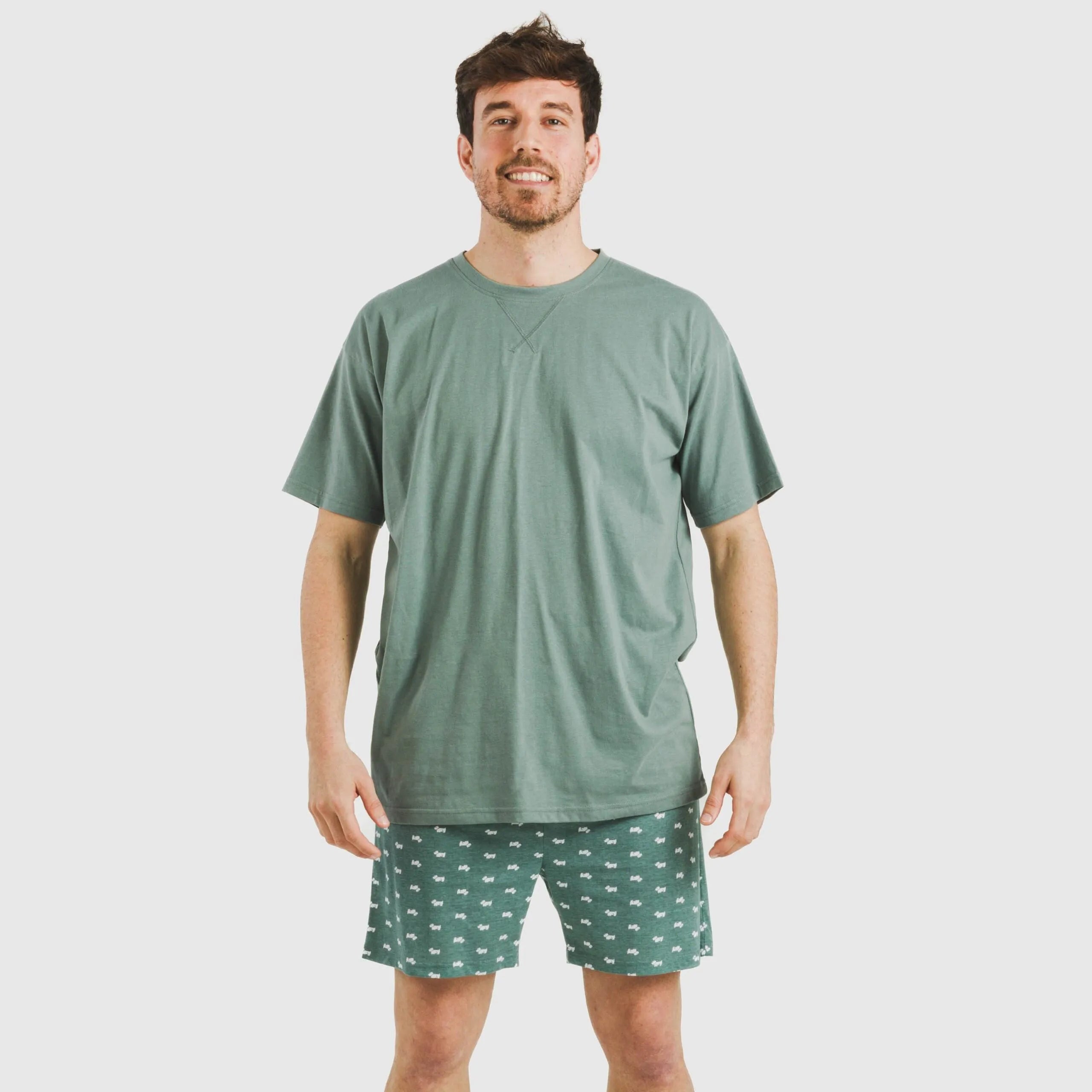 Pijama corto algodón hombre Dawin verde