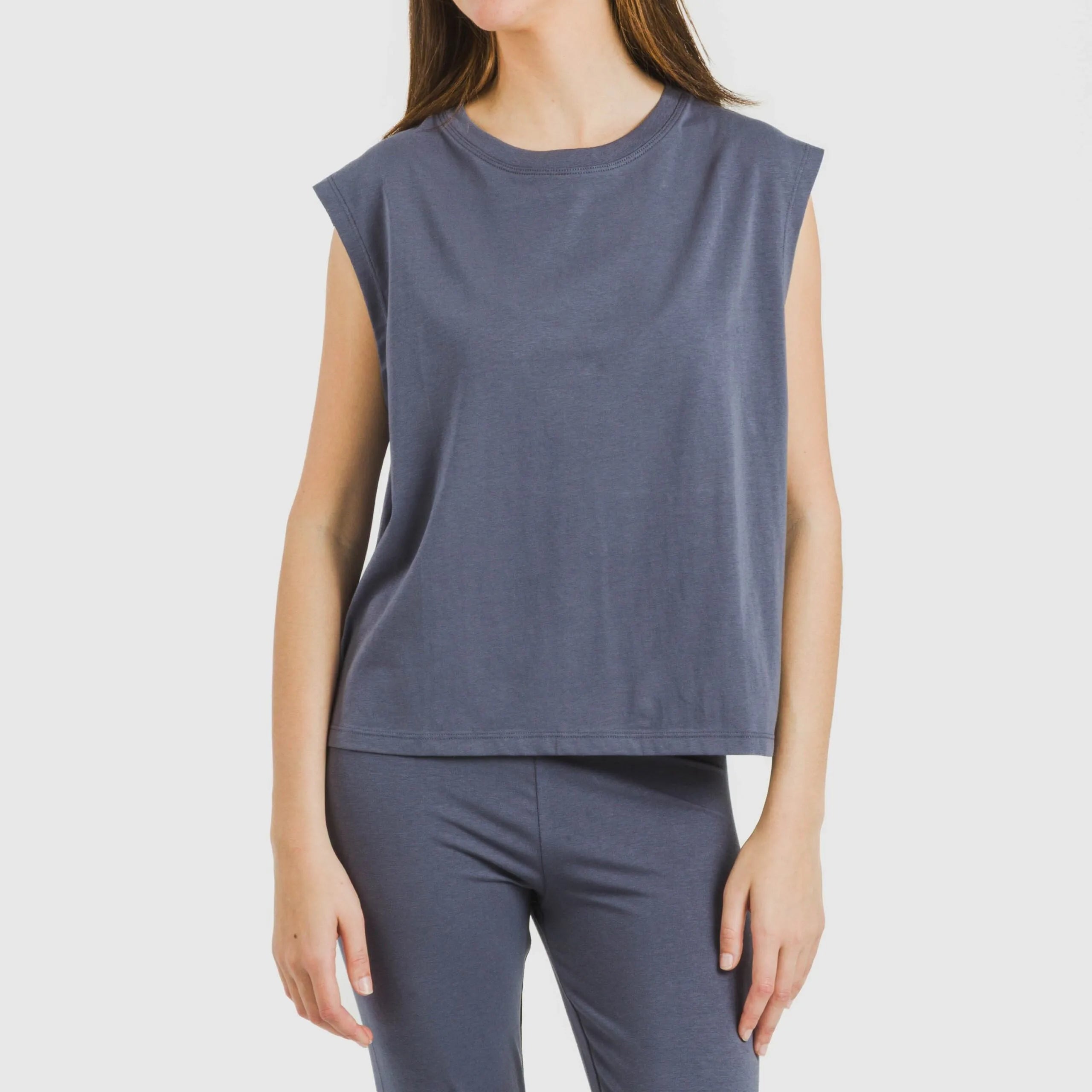 Camisola de alças de algodão para mulher lisa