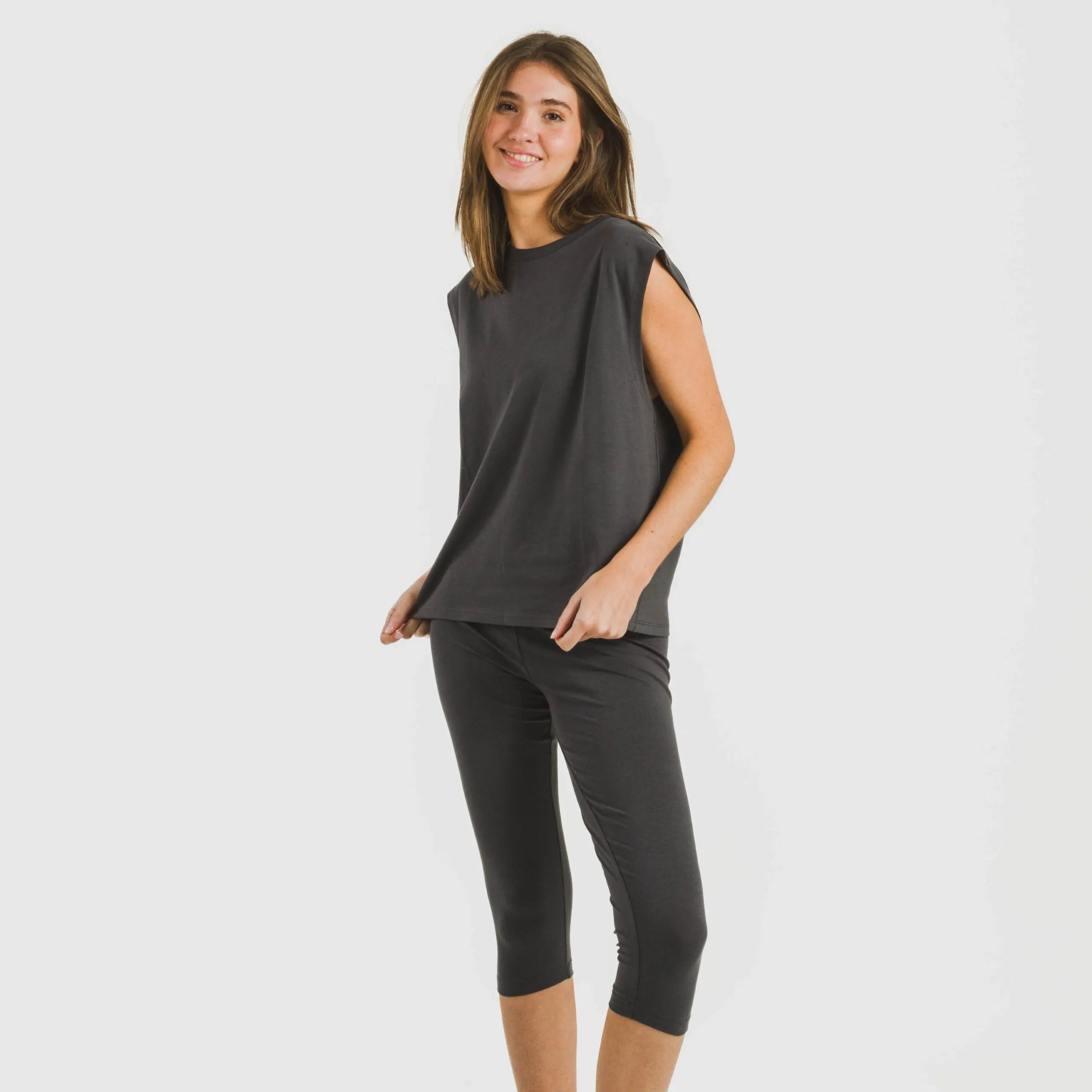 Camisola de alças de algodão para mulher lisa