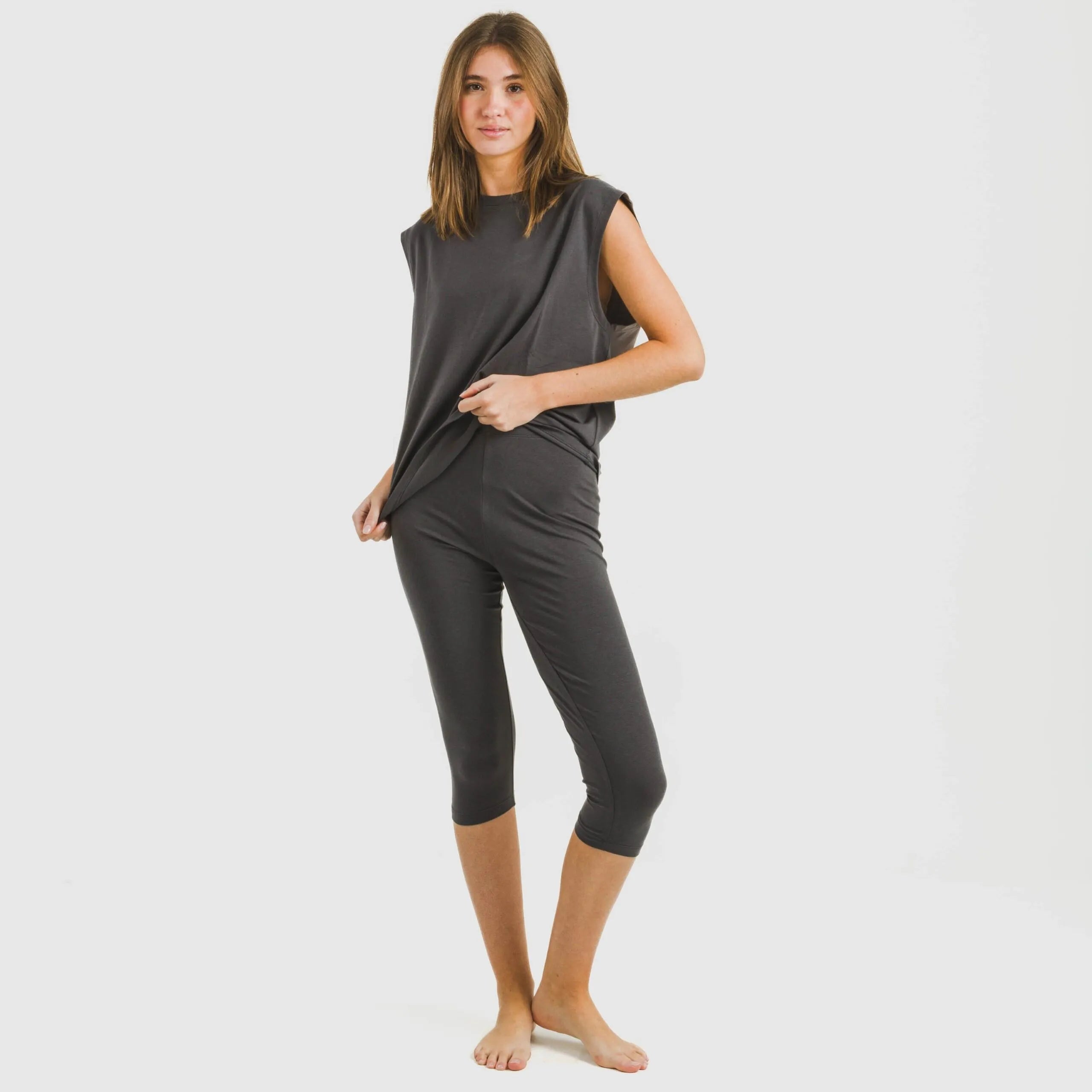 Camisola de alças de algodão para mulher lisa