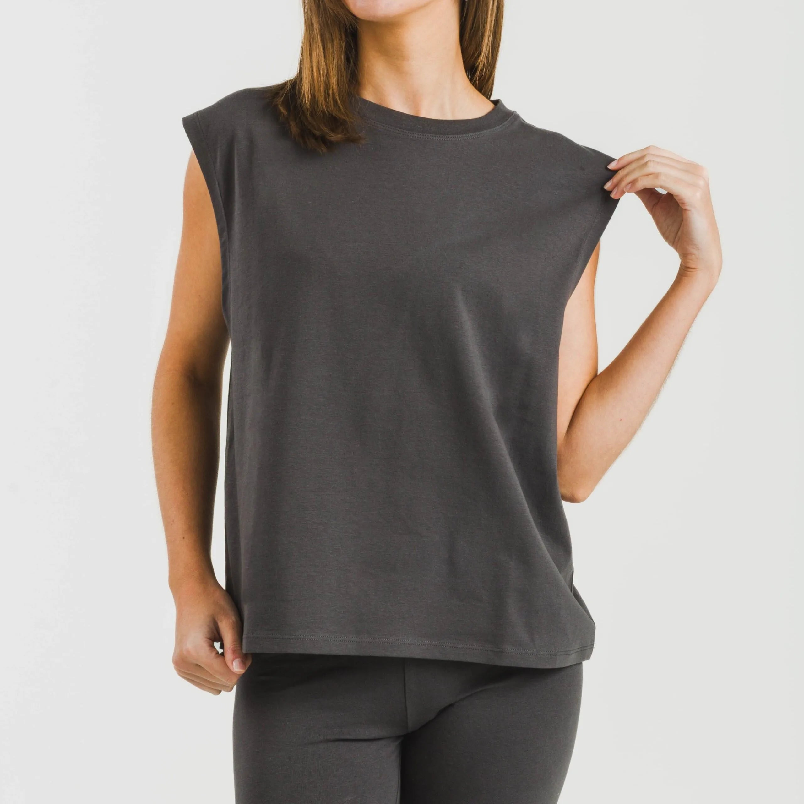 Camisola de alças de algodão para mulher lisa