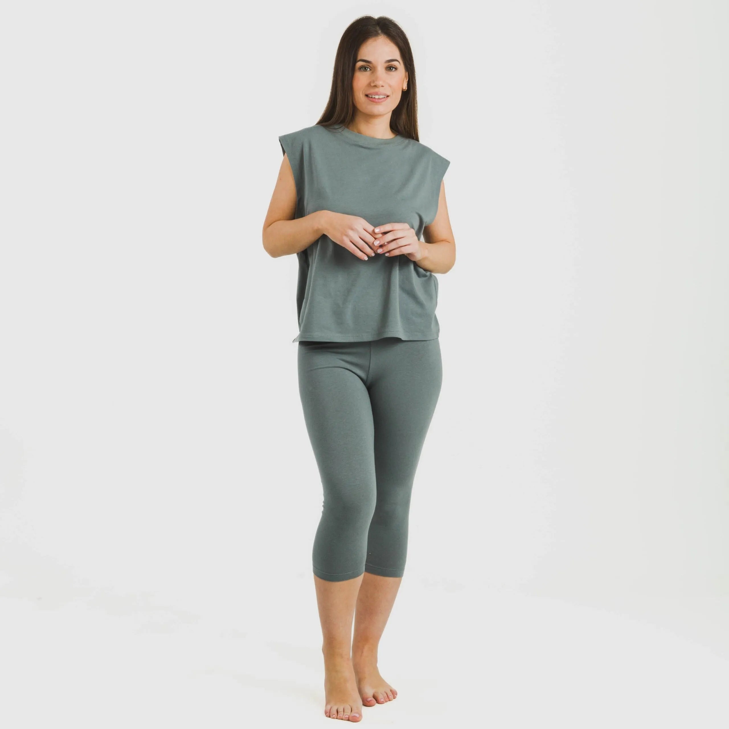 Maglia a canotta in cotone da donna tinta unita