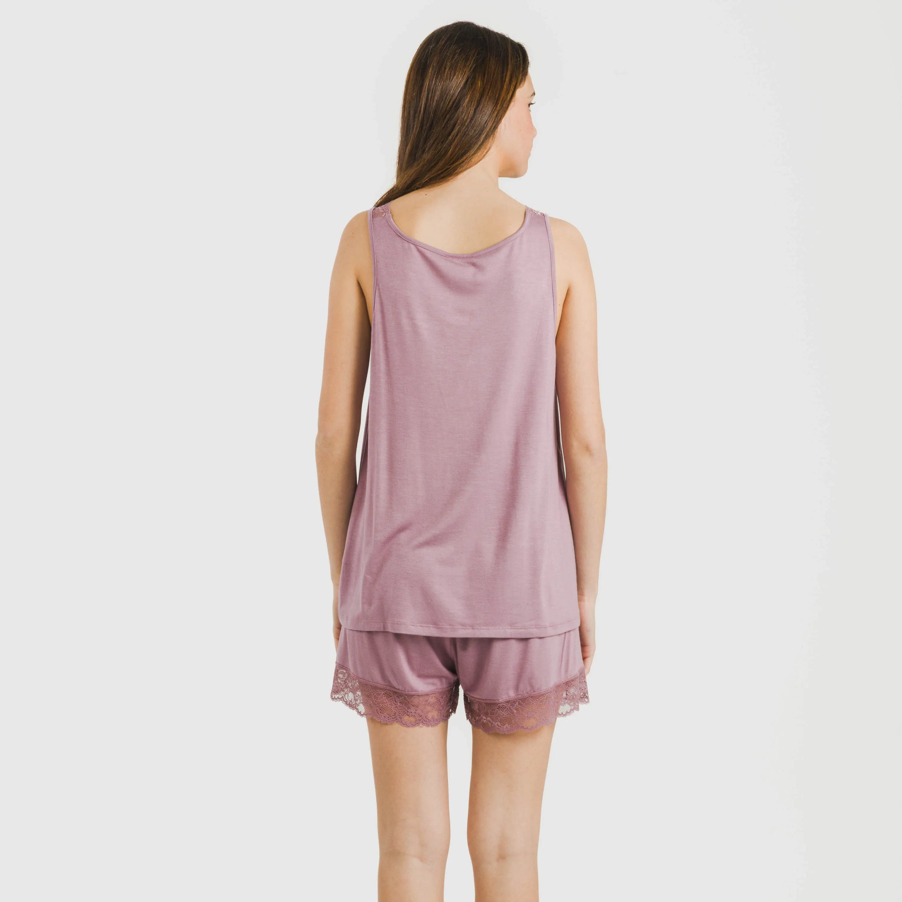 pyjama à bretelles en dentelle de rayonne