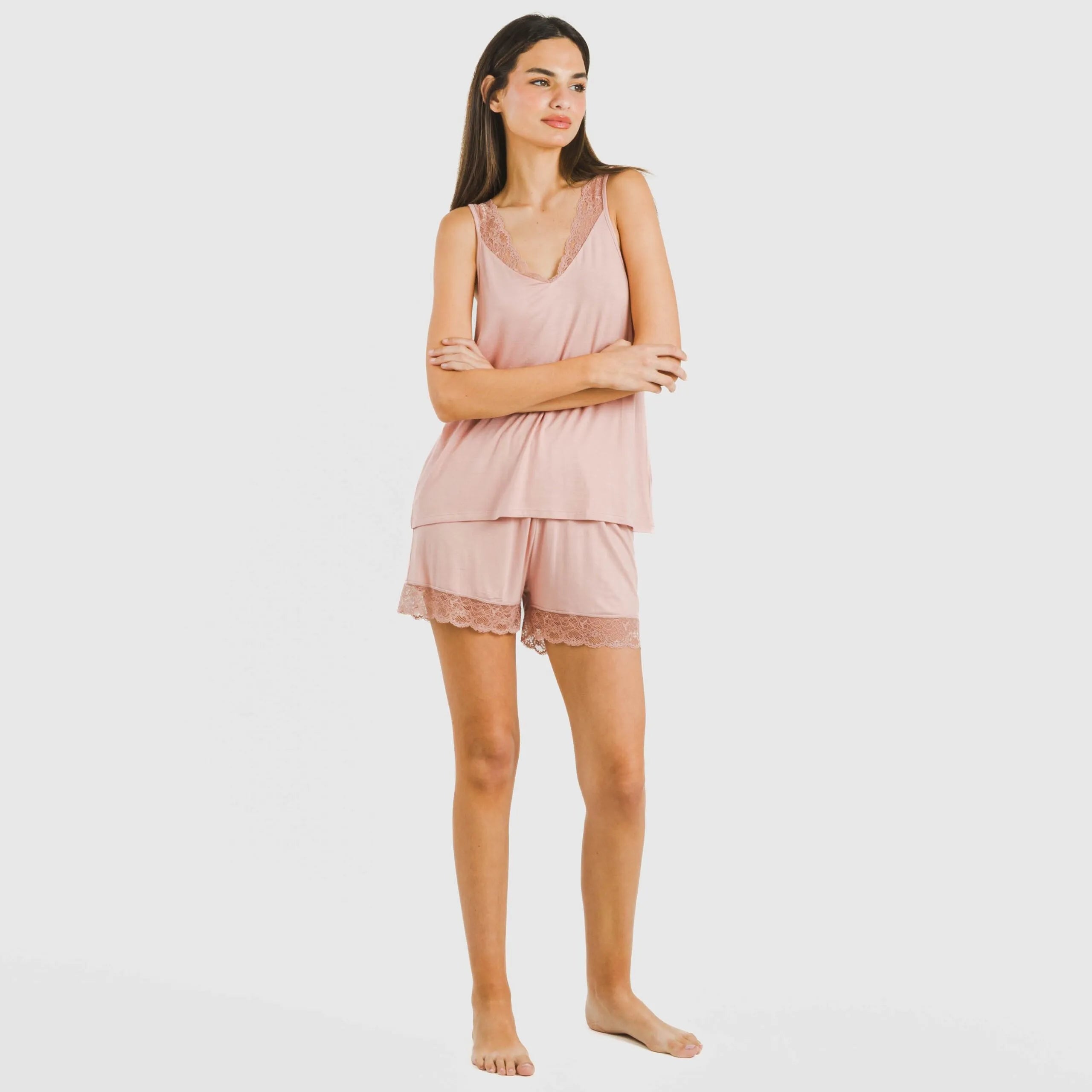 Pijama tirantes encaje Rayón