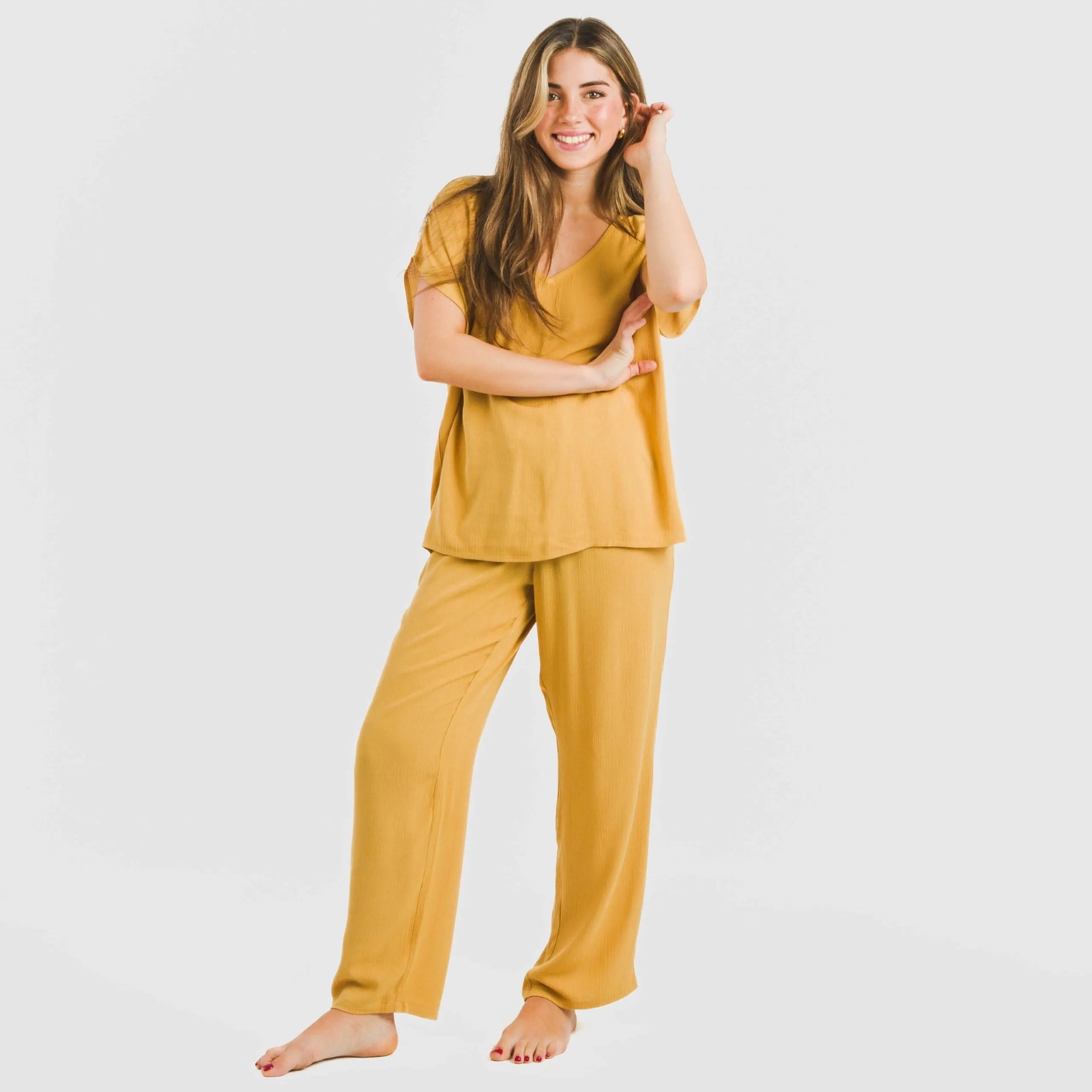 Pantalón largo viscosa bambula liso